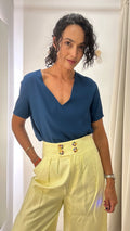 Blusa Decote V Azul Le Lis Blanc