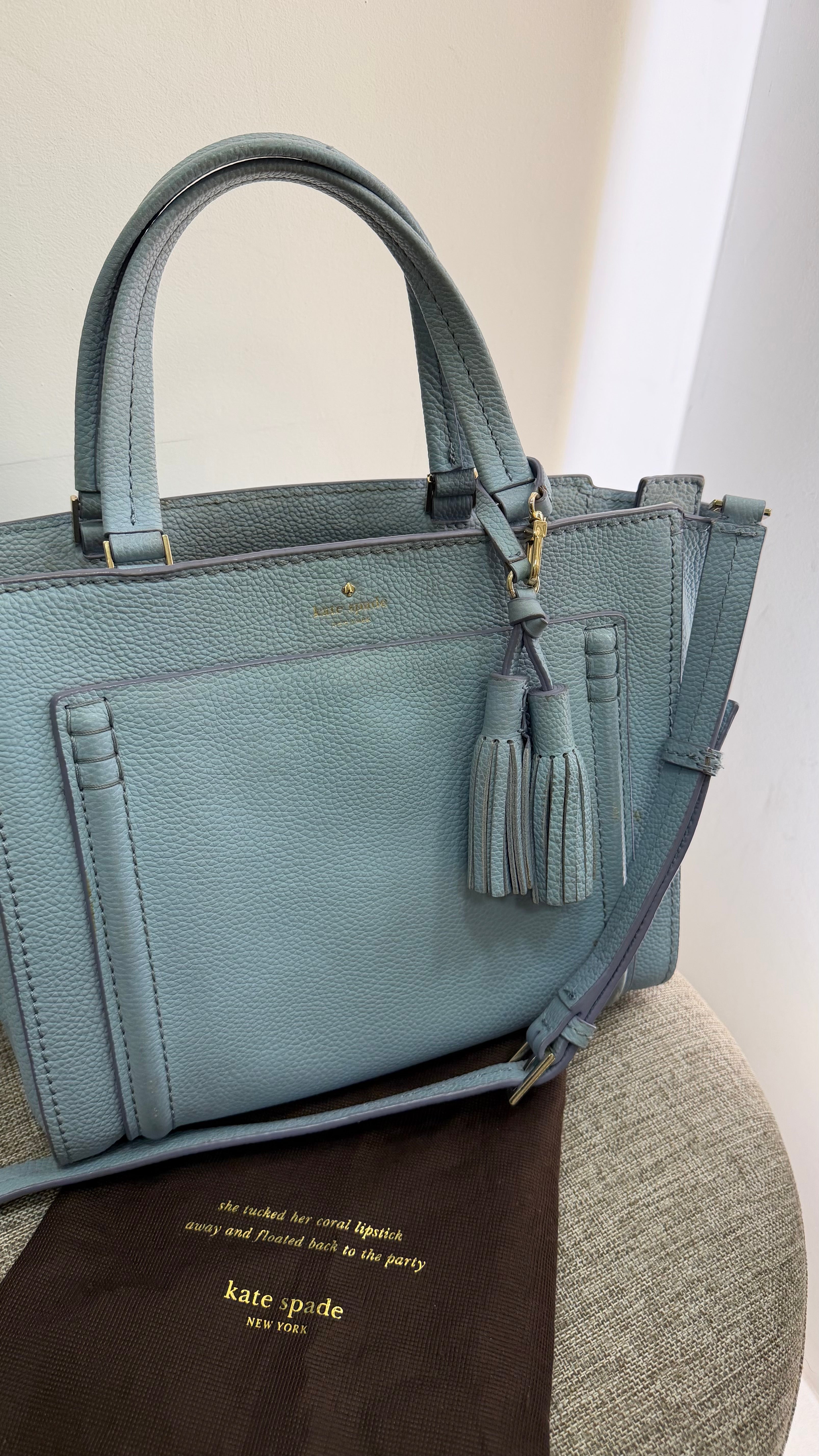Bolsa couro azul Kate Spade