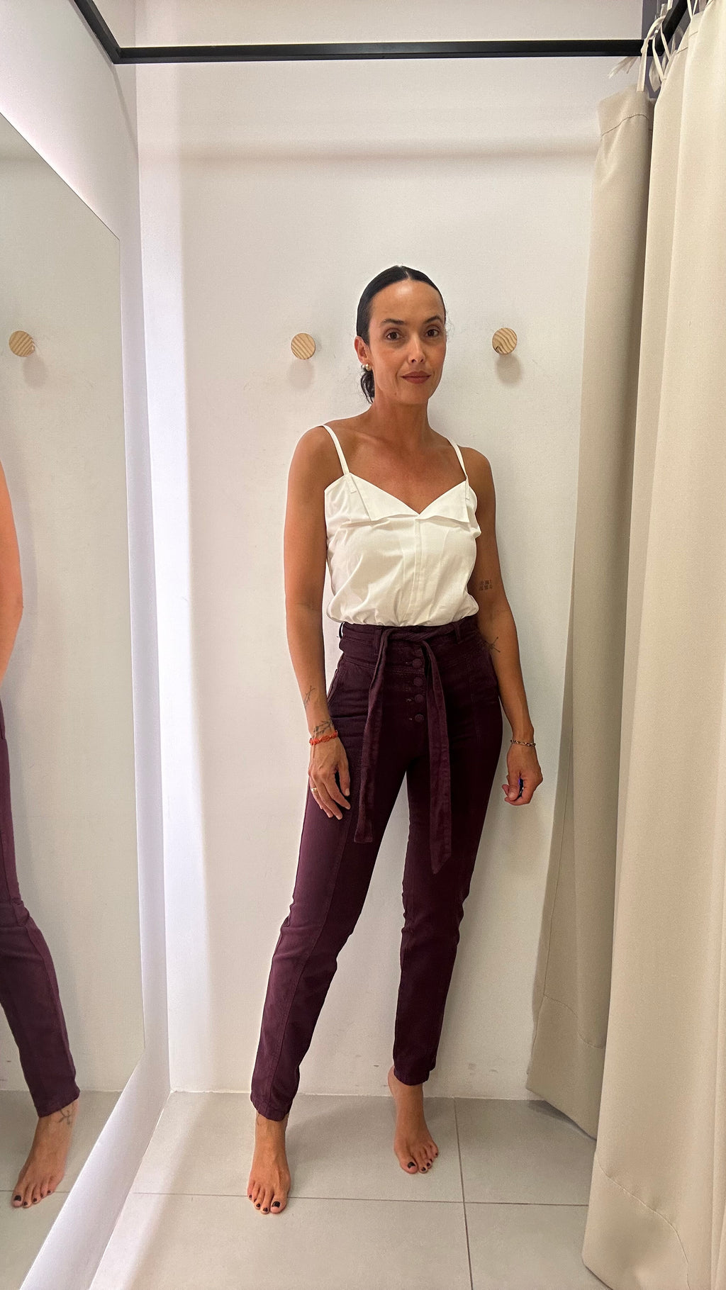 Calça Denim Bordô