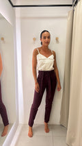 Calça Denim Bordô