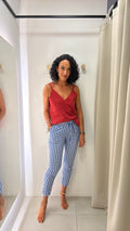 Calça Azul Quadriculada