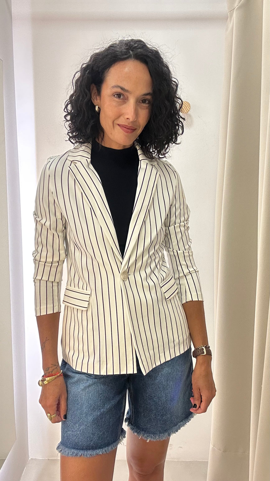 Blazer Listrado Shoulder