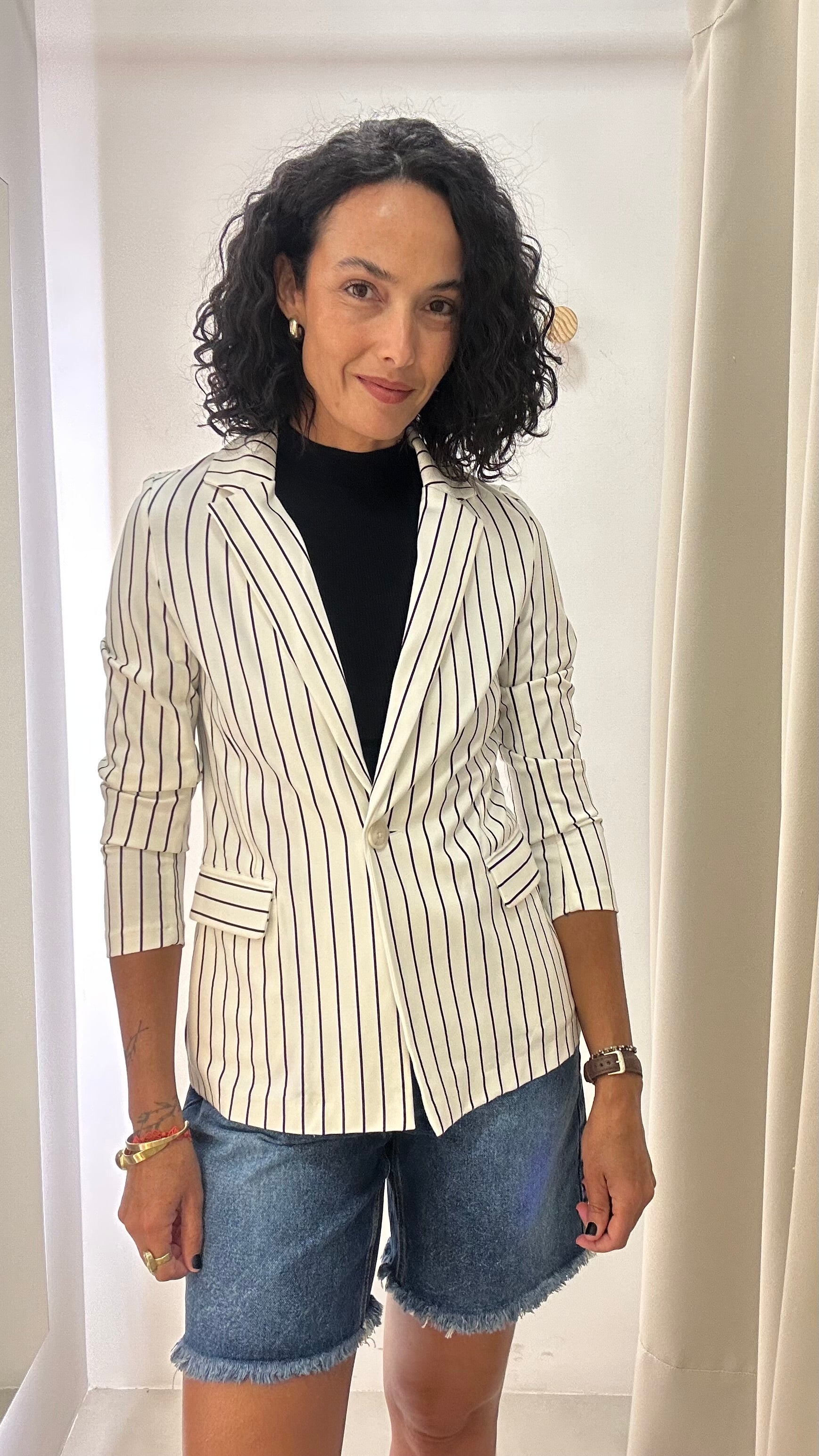 Blazer Listrado Shoulder