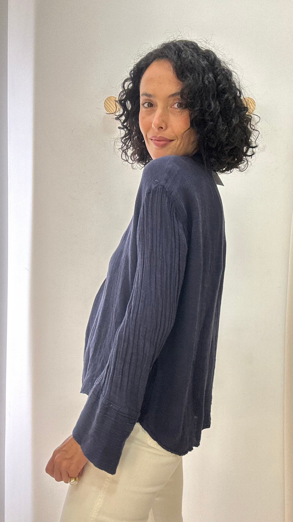 Blusa Azul com Botões Frontais Zara