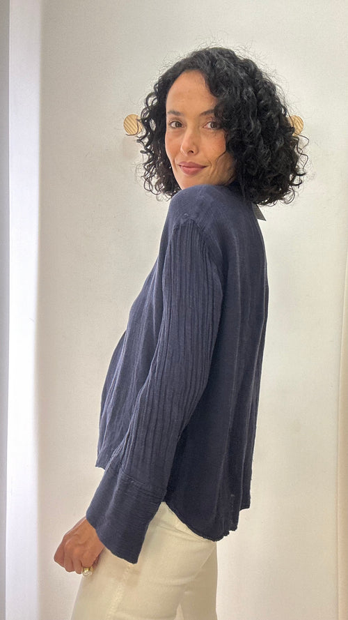 Blusa Azul com Botões Frontais Zara