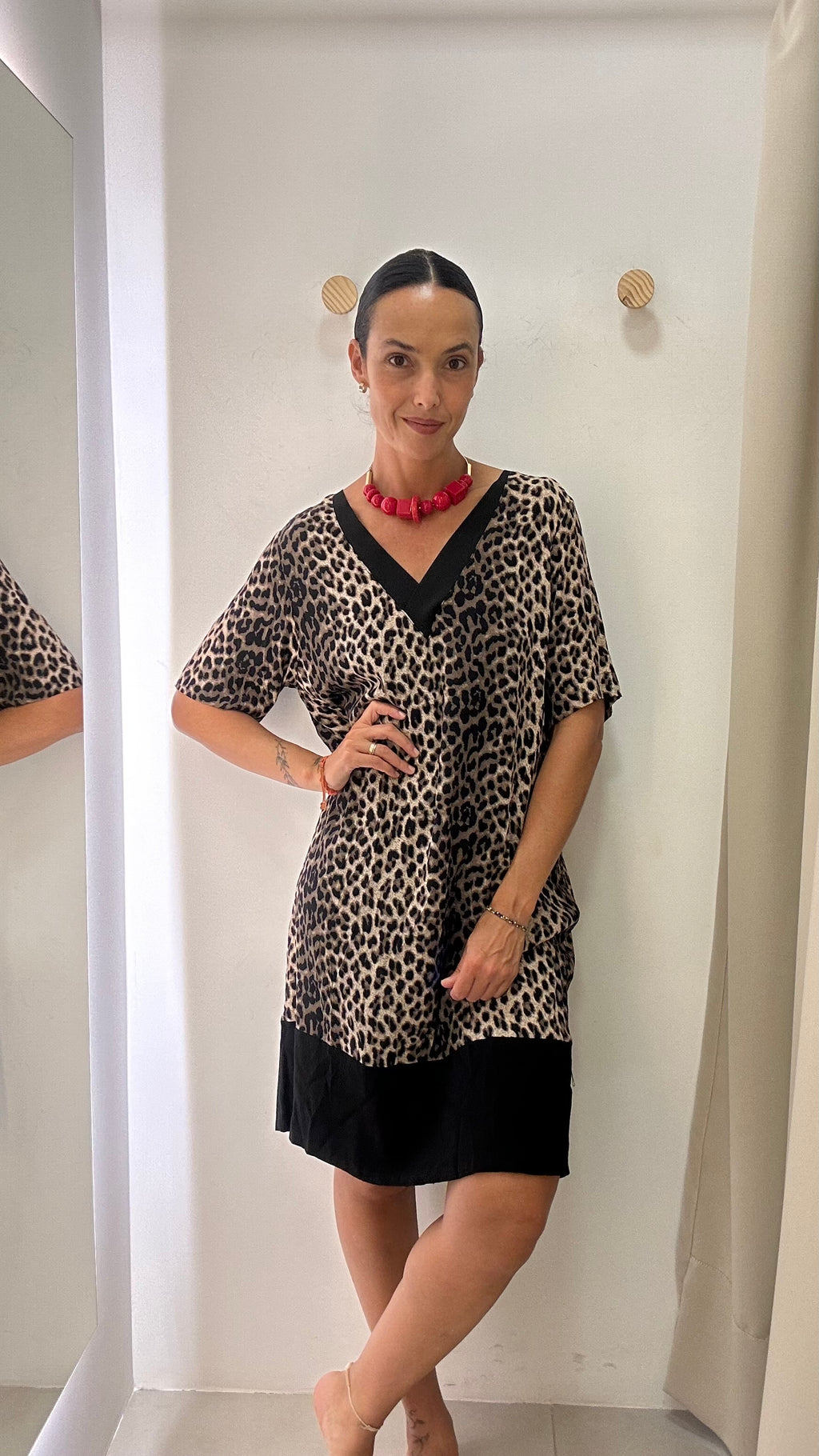 Vestido Animal Print Shoulder