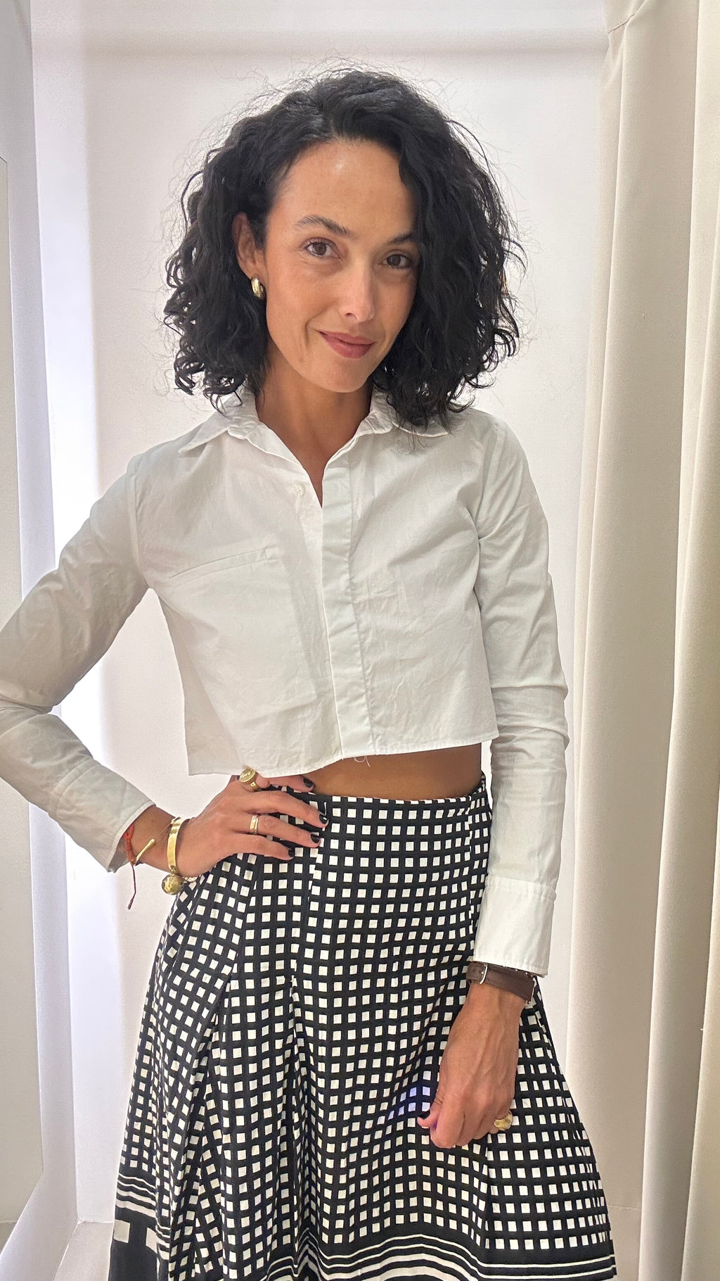 Camisa Cropped Branca Zara