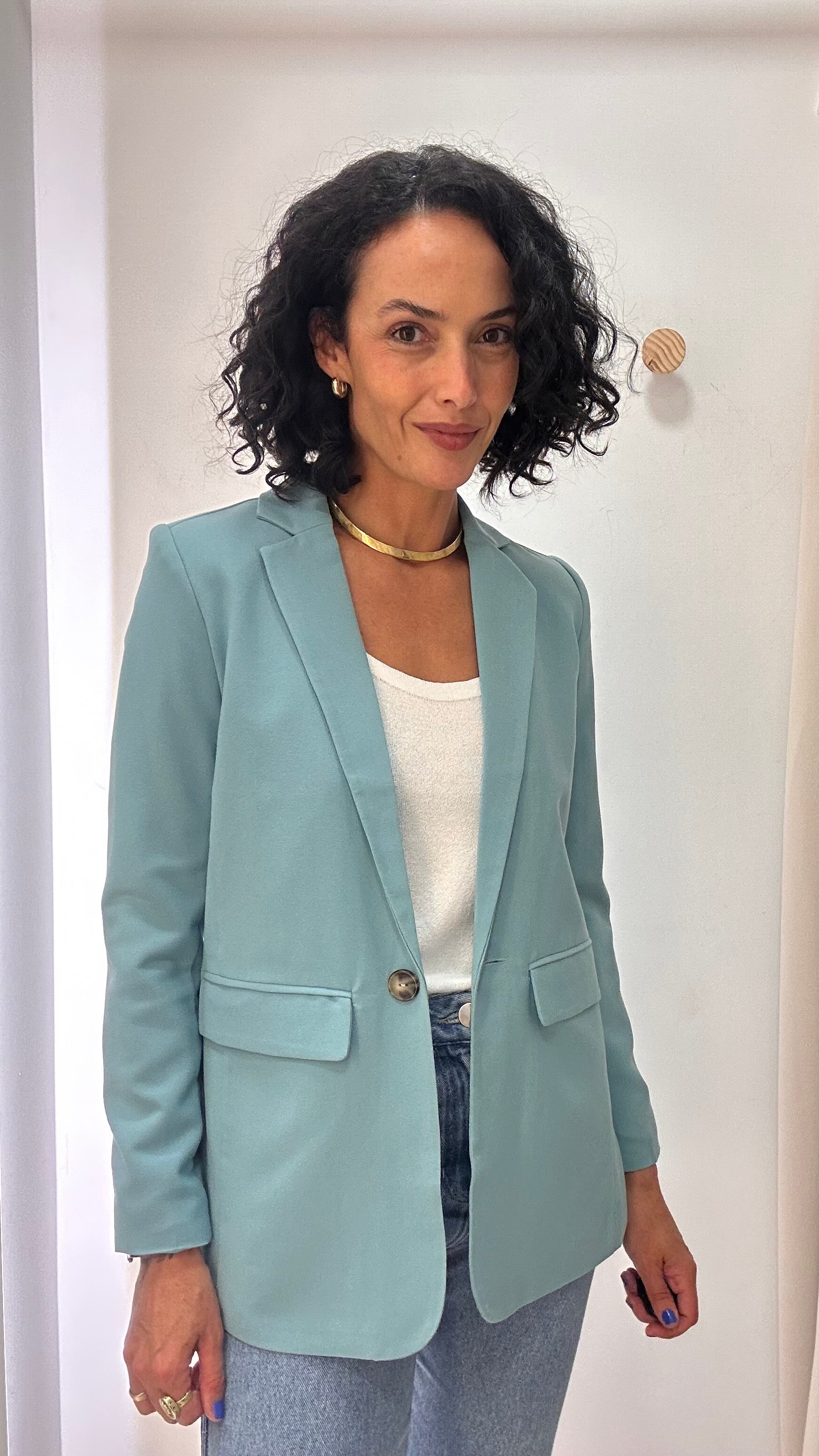 Blazer Alongado Azul Claro