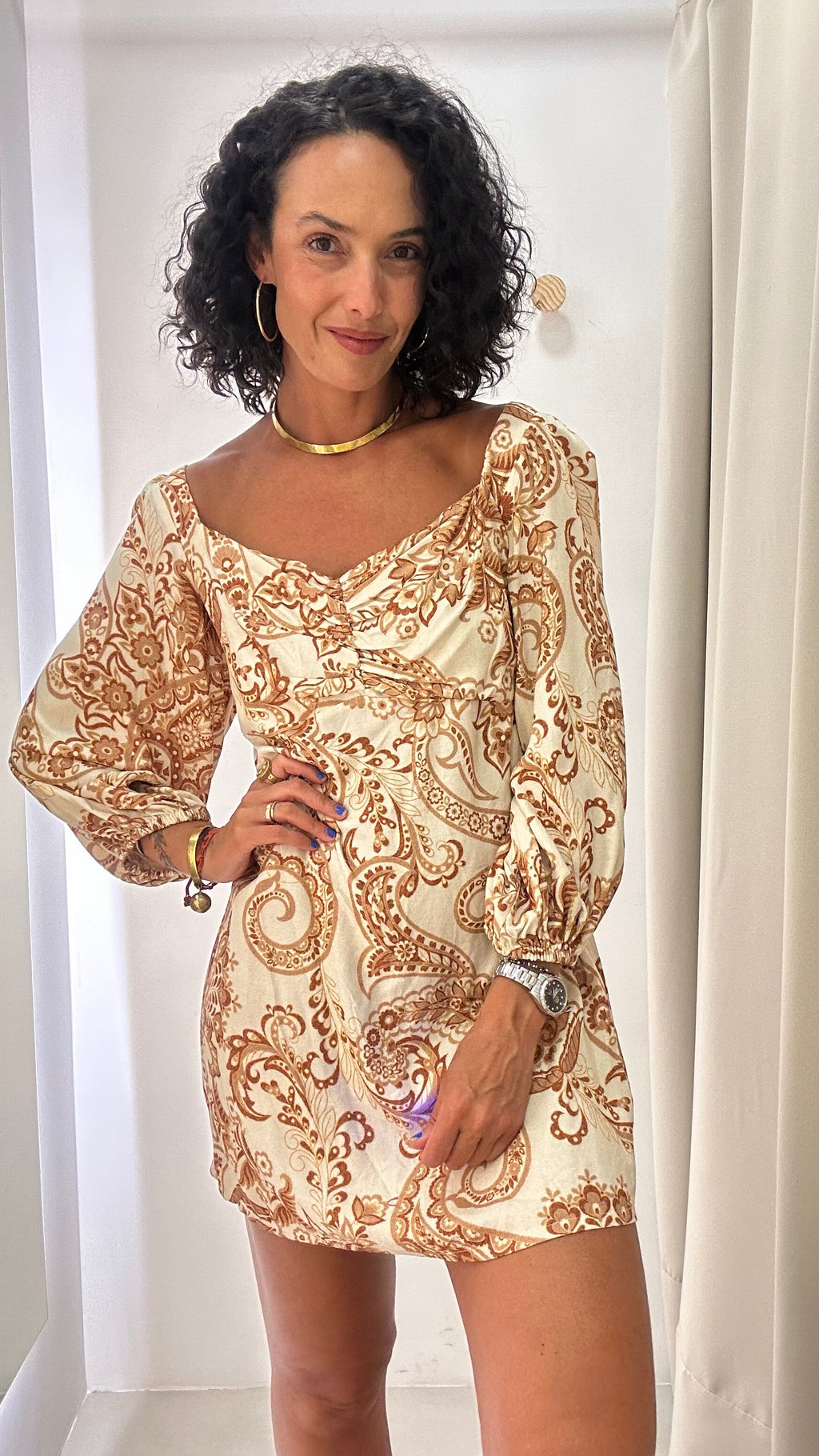 Vestido Estampado Manga Bufante