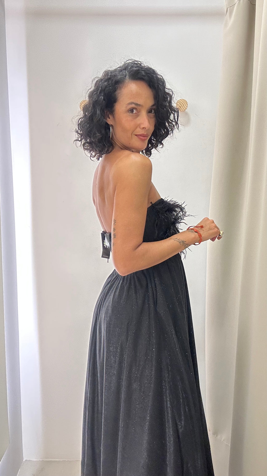 Vestido de Festa com plumas