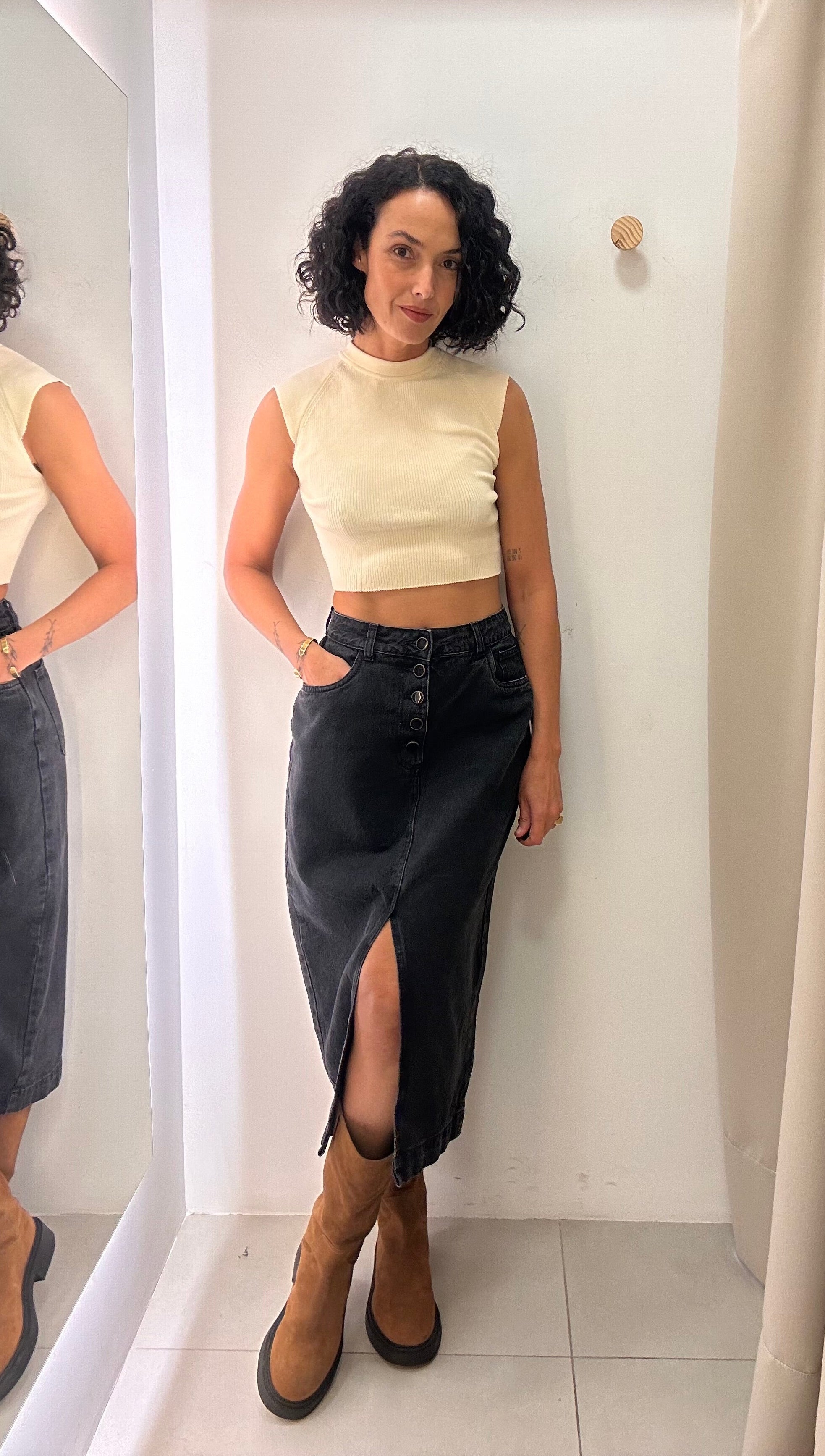 Saia Jeans Preta Le Lis Blanc