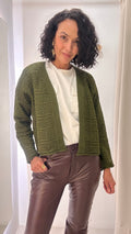 Cardigan Tricot Verde Musgo
