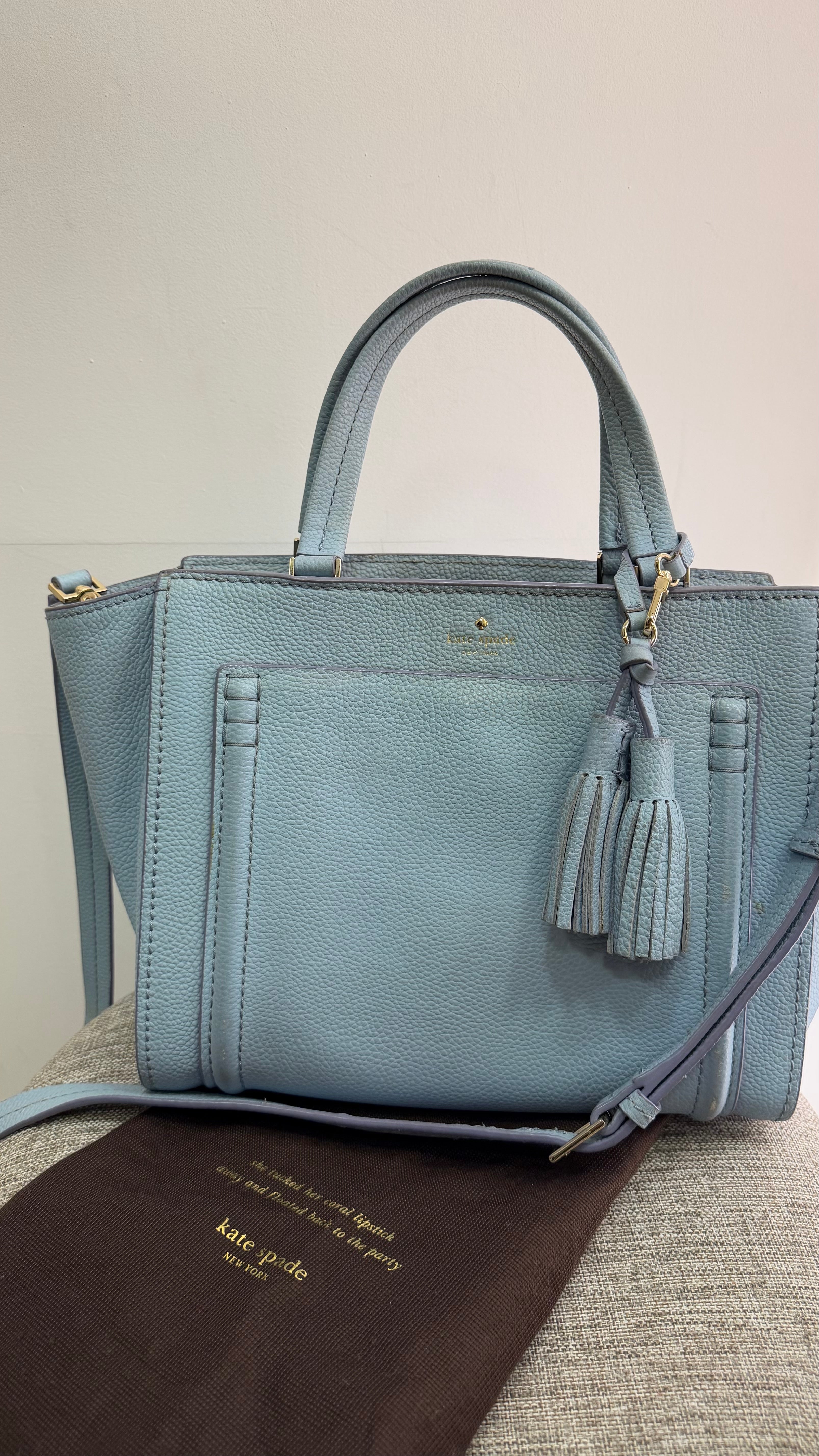 Bolsa couro azul Kate Spade