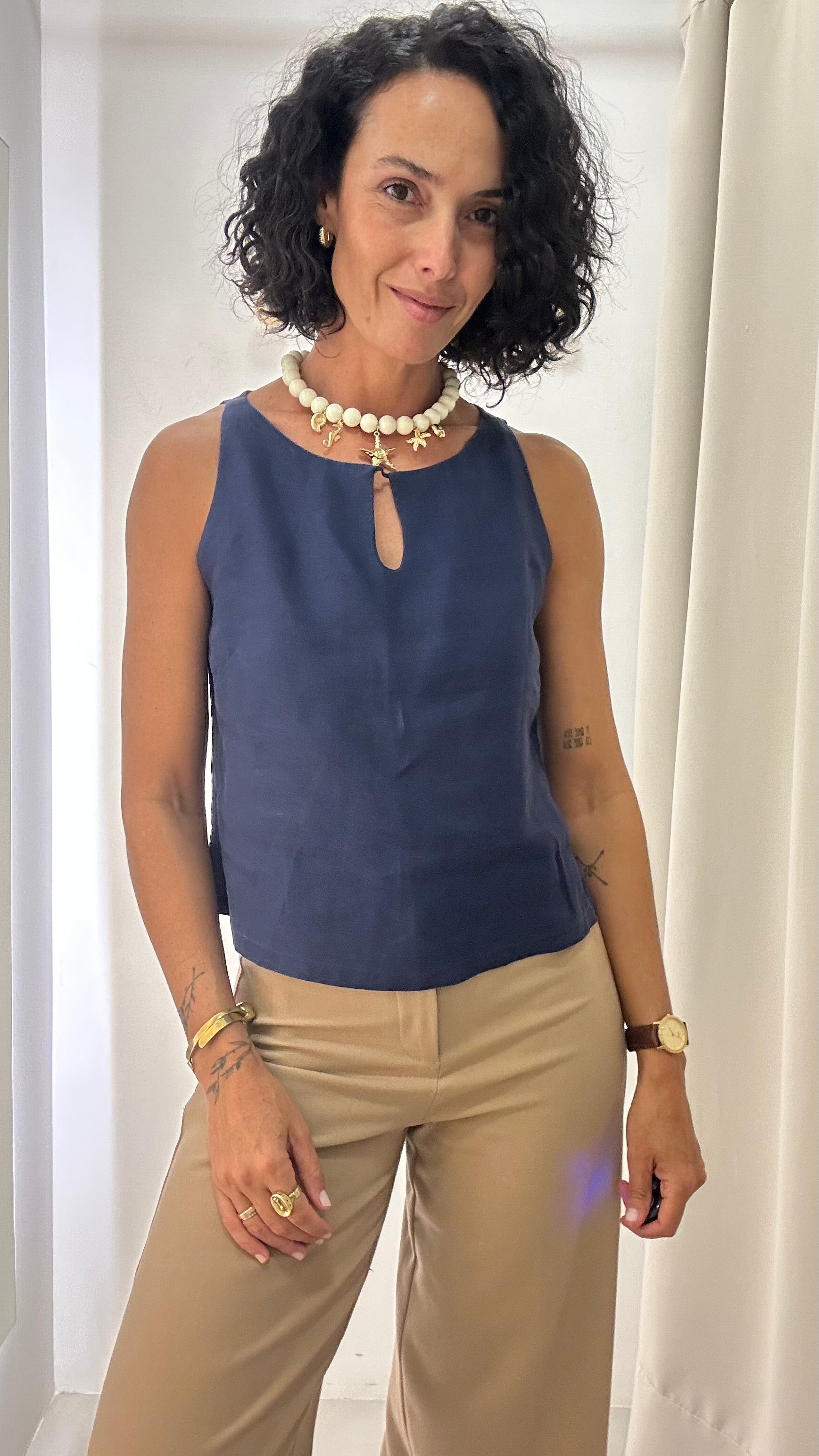 Blusa Linho Marinho Skazi
