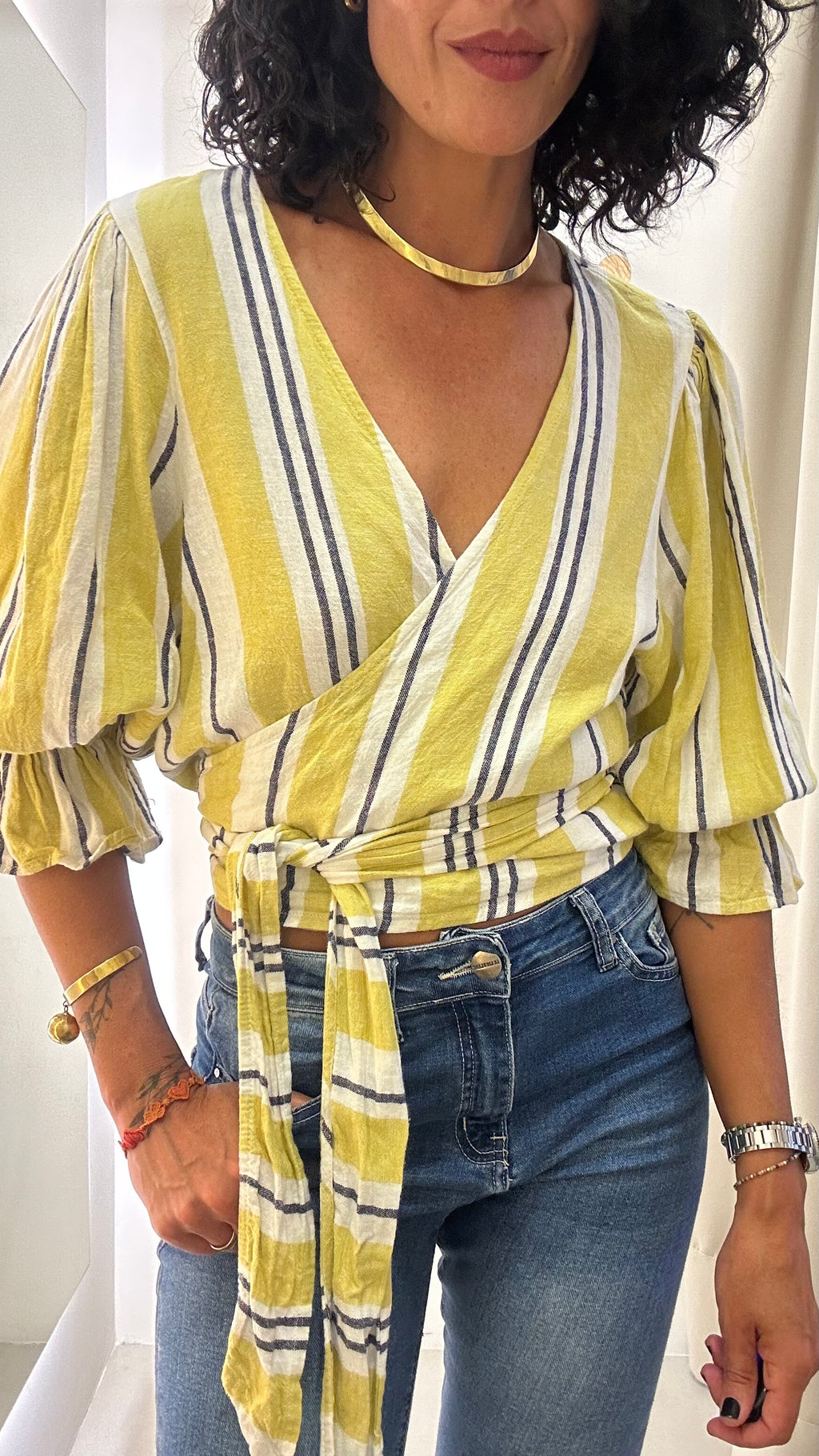 Blusa linho shoulder