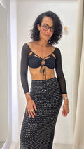 Cropped Manga Longa Preto