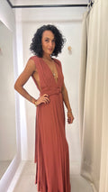 Vestido Longo de Festa Rosa Chá