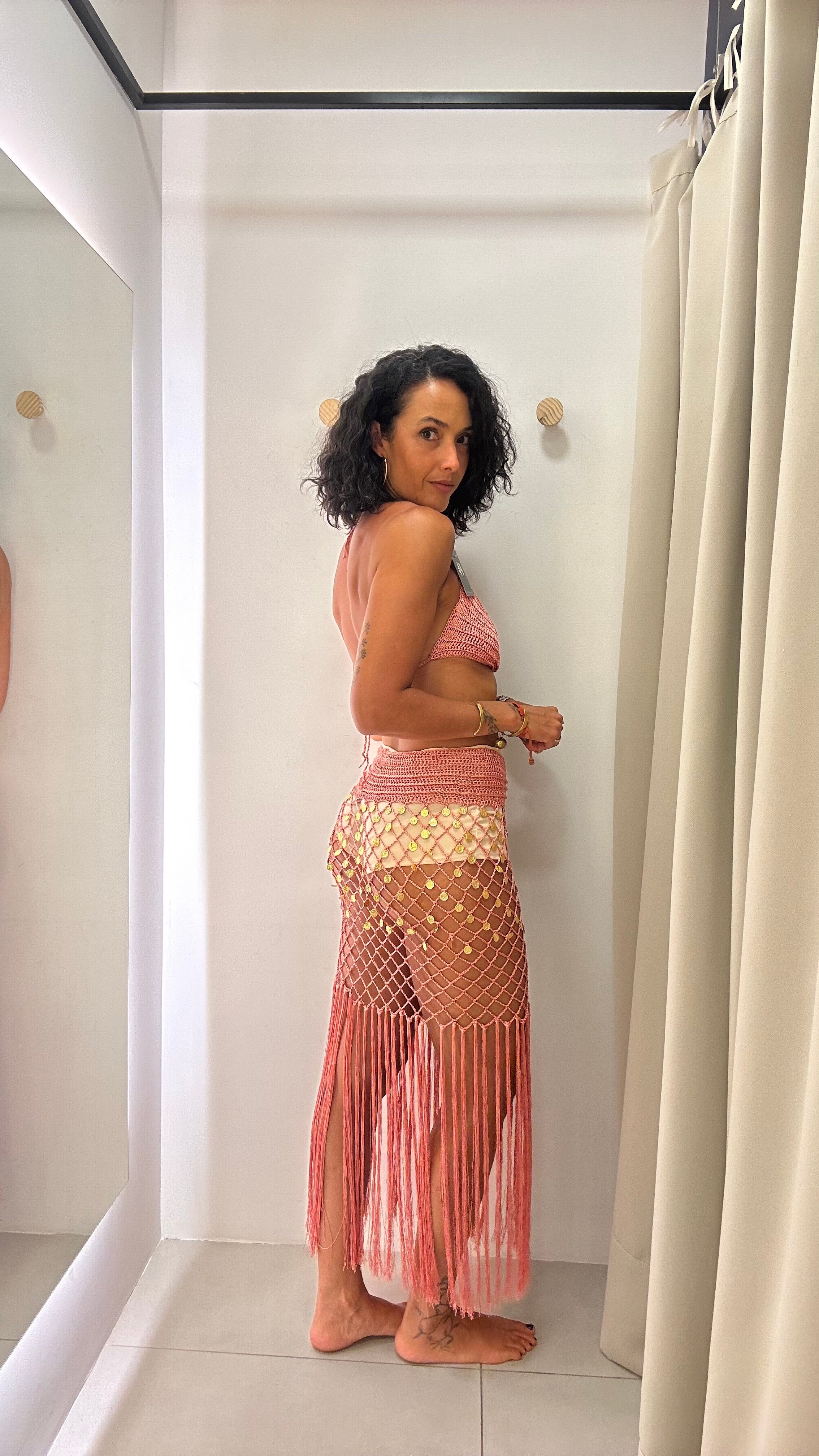 Conjunto em crochet com aplicações