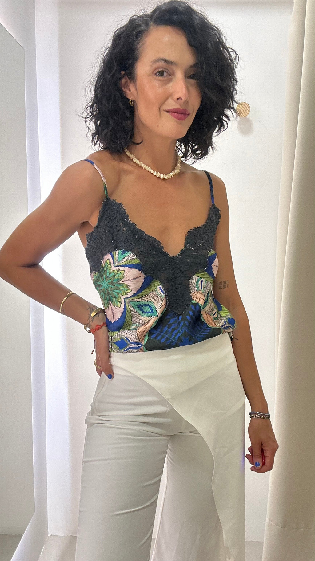 Regata Estampada com Renda