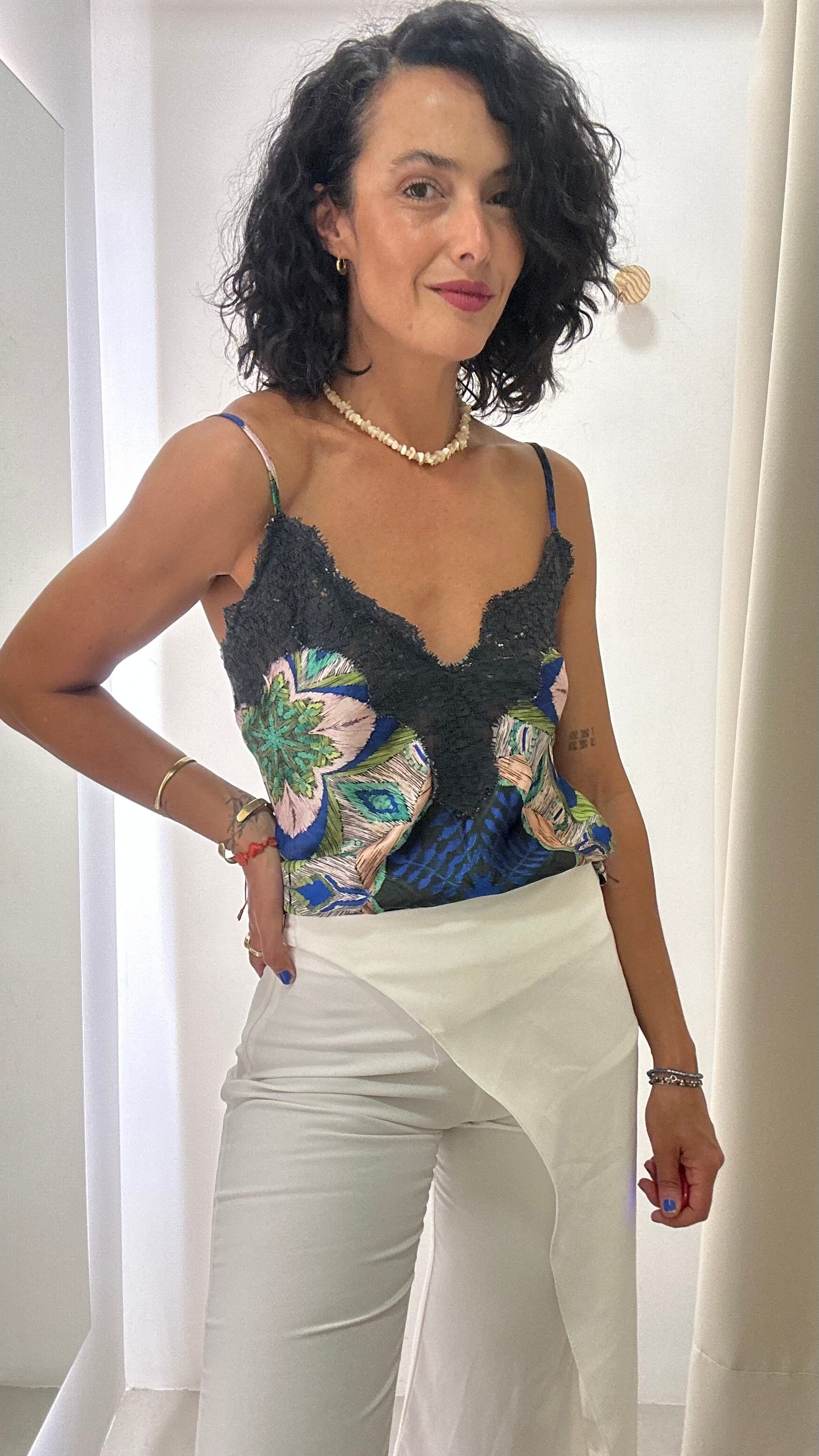Regata Estampada com Renda