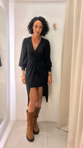 Vestido Preto Flor de Lis