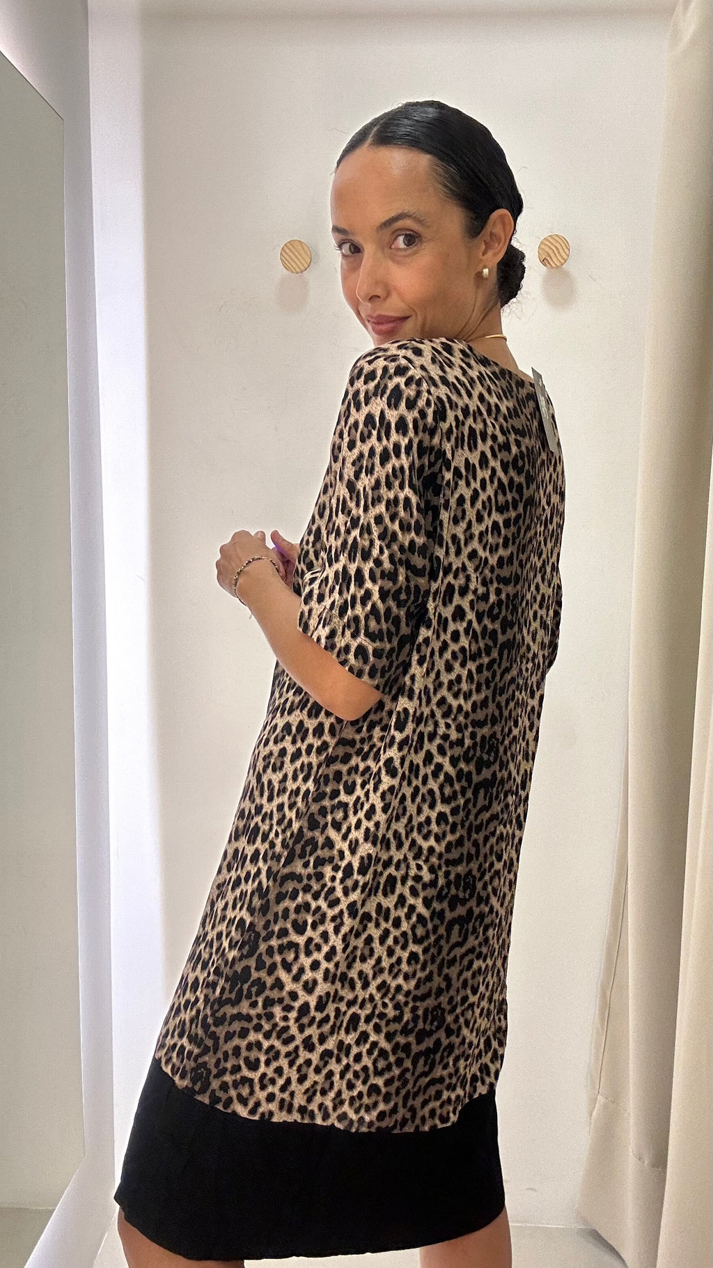 Vestido Animal Print Shoulder
