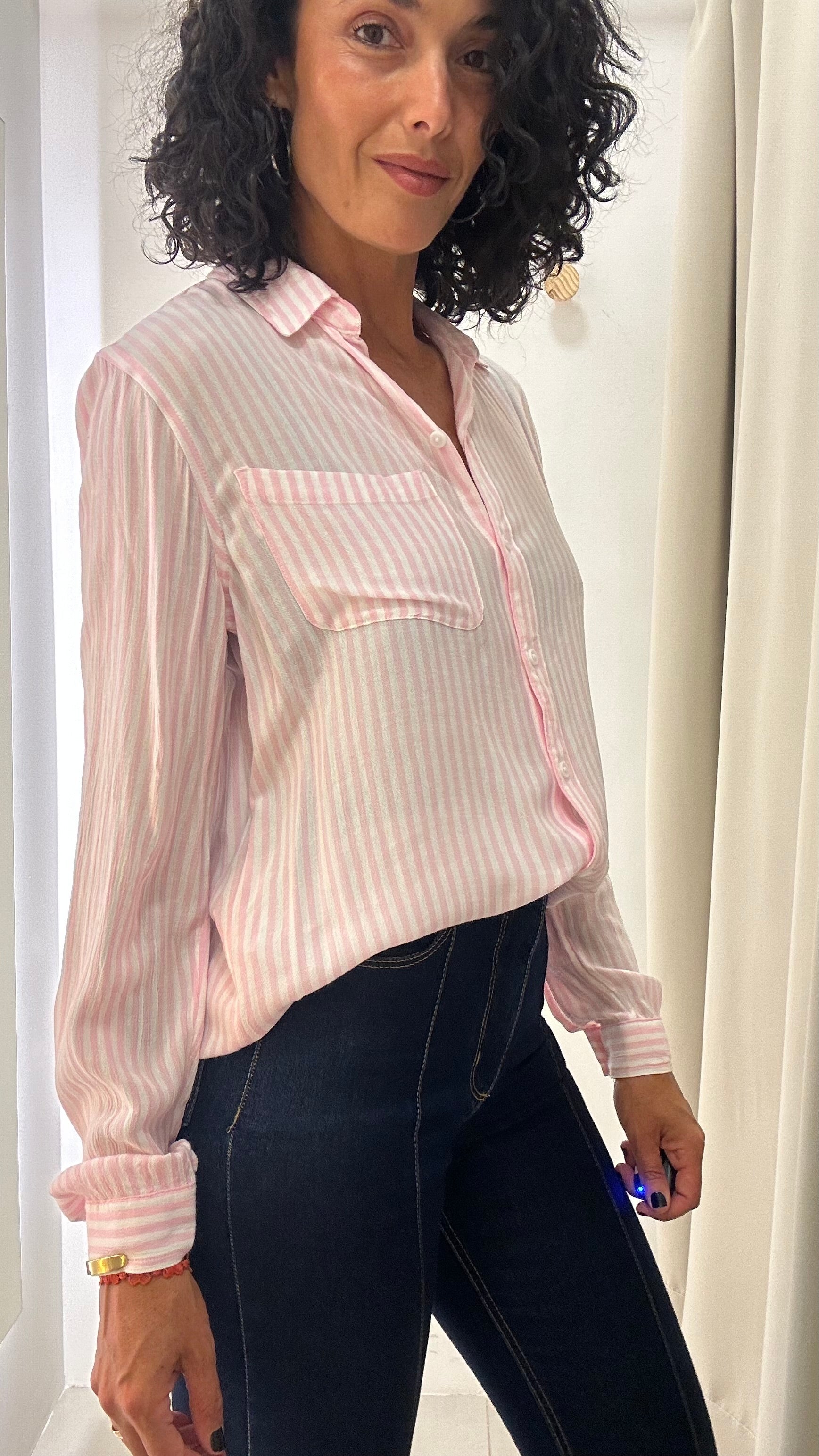 Camisa Listrada Rosa Beach Lunch