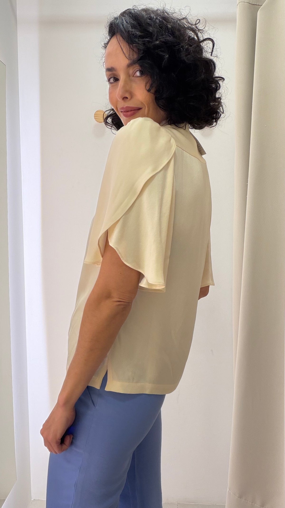 Blusa em seda creme Reinaldo Lourenço