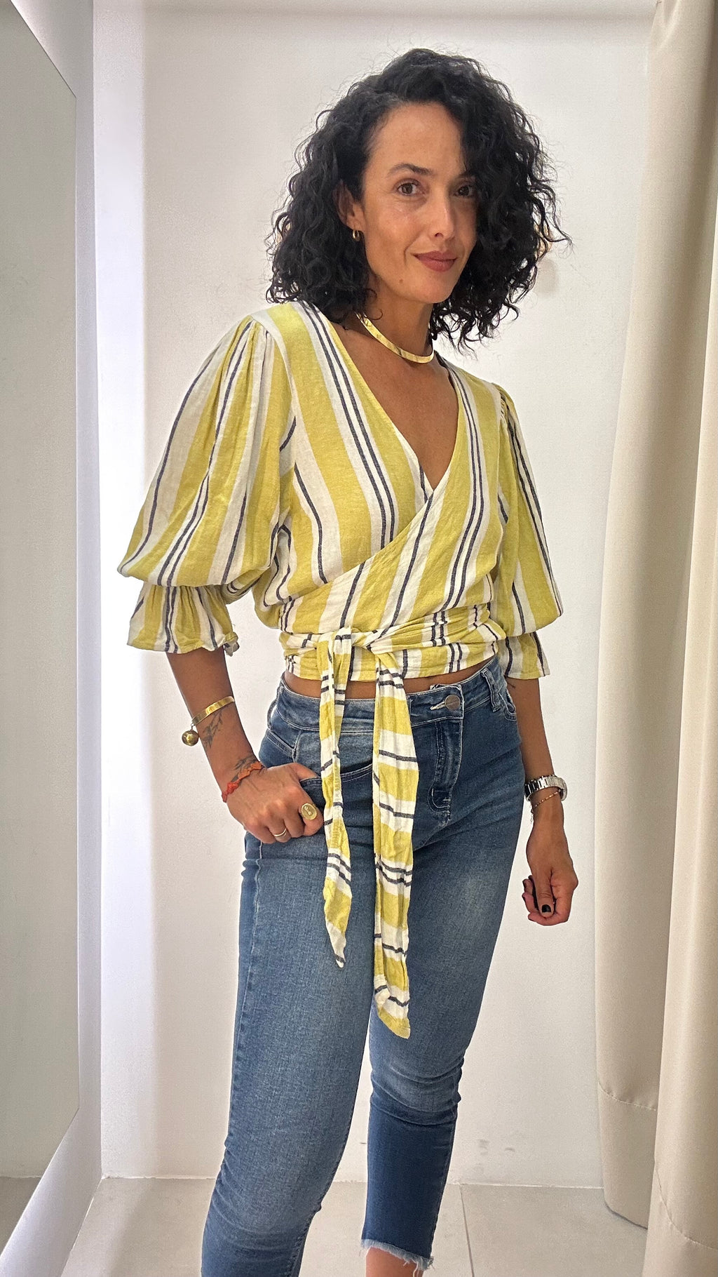 Blusa linho shoulder