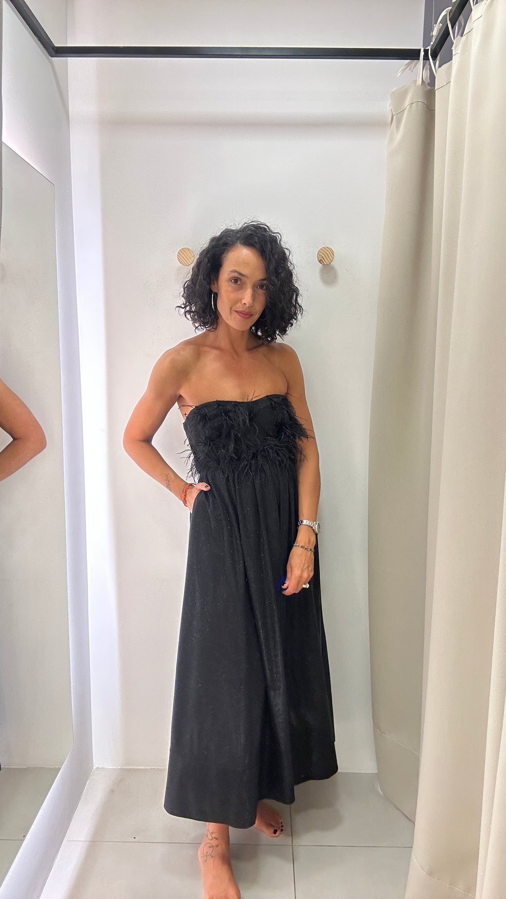Vestido de Festa com plumas