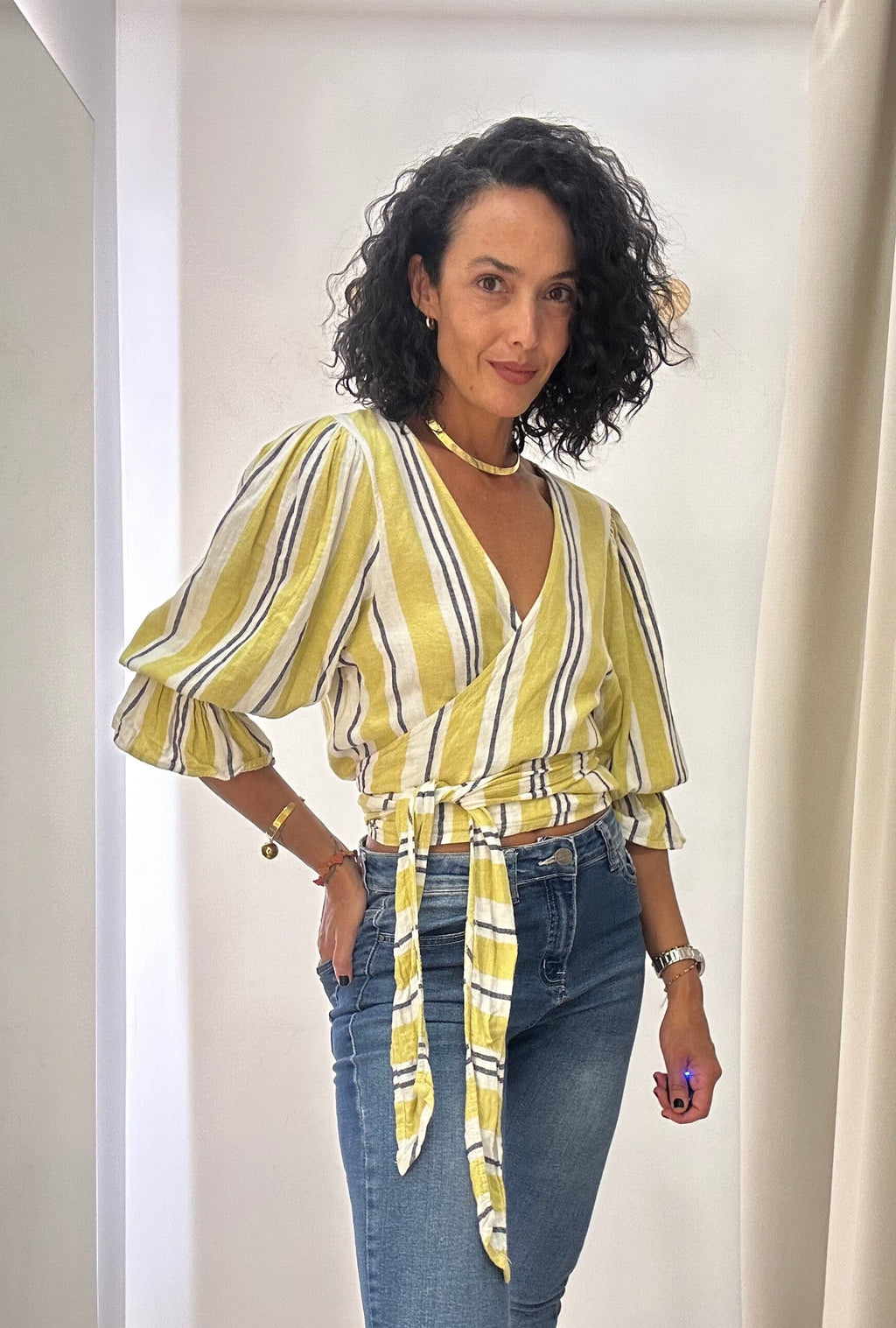 Blusa linho shoulder
