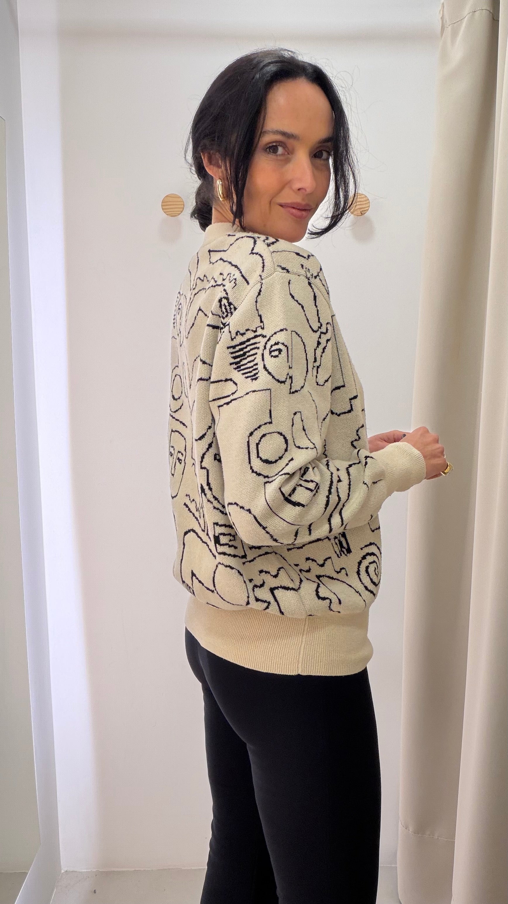Tricot Bege Estampado