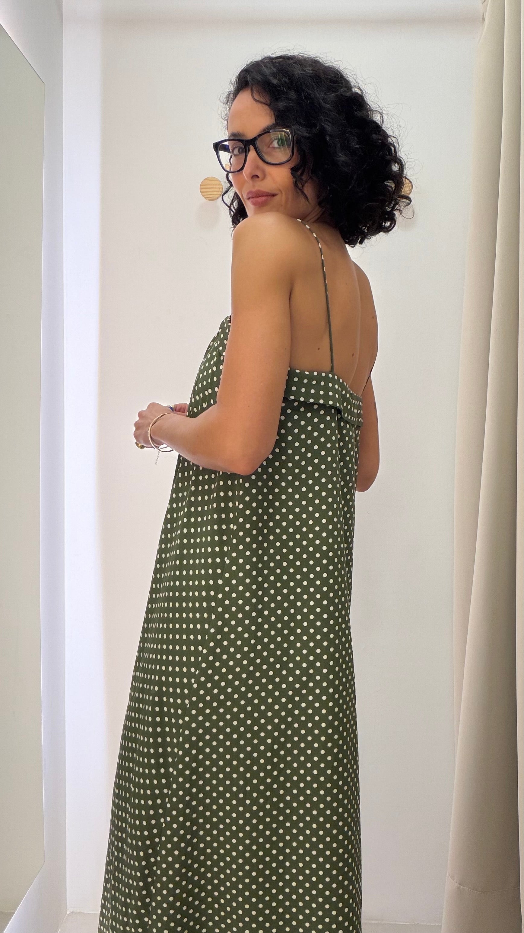 Vestido Poá Verde Zara