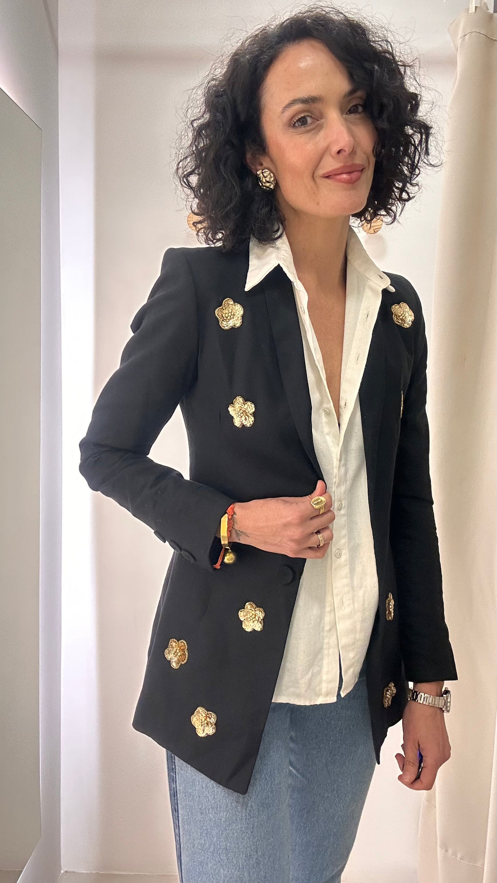 Blazer linho bordado Ninatton