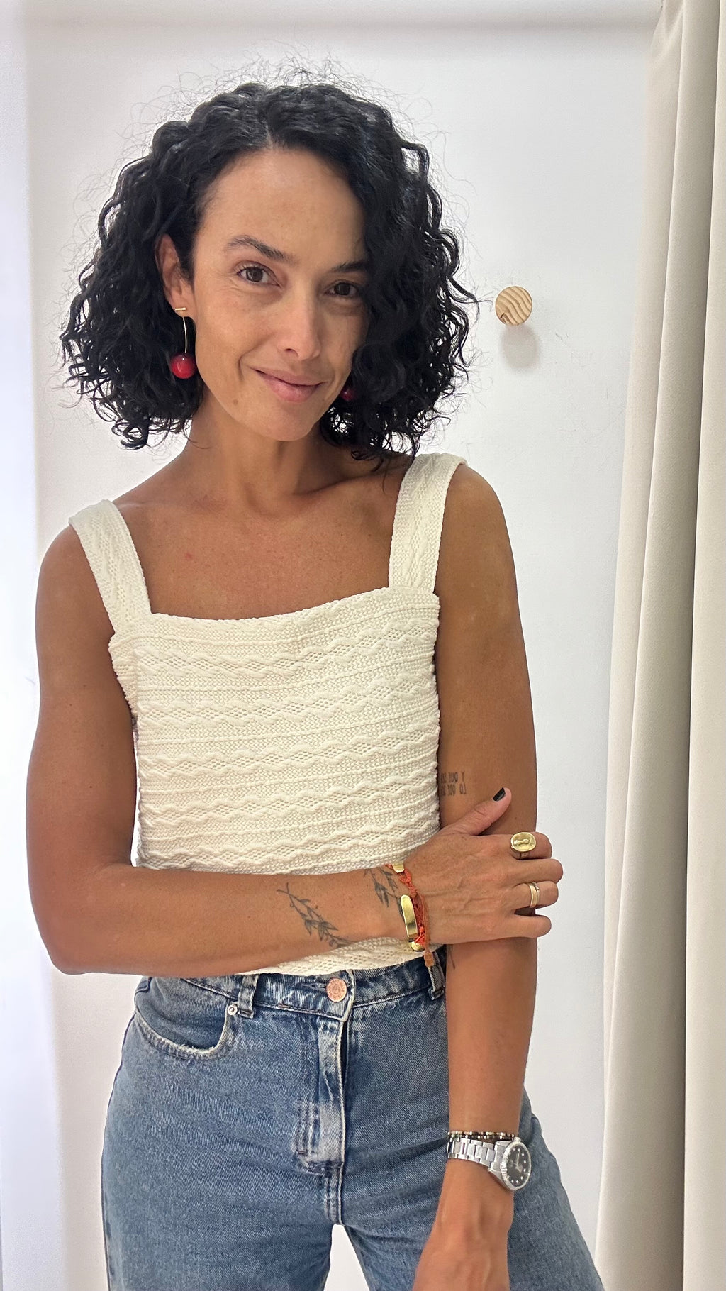 Cropped Off White Geométrico