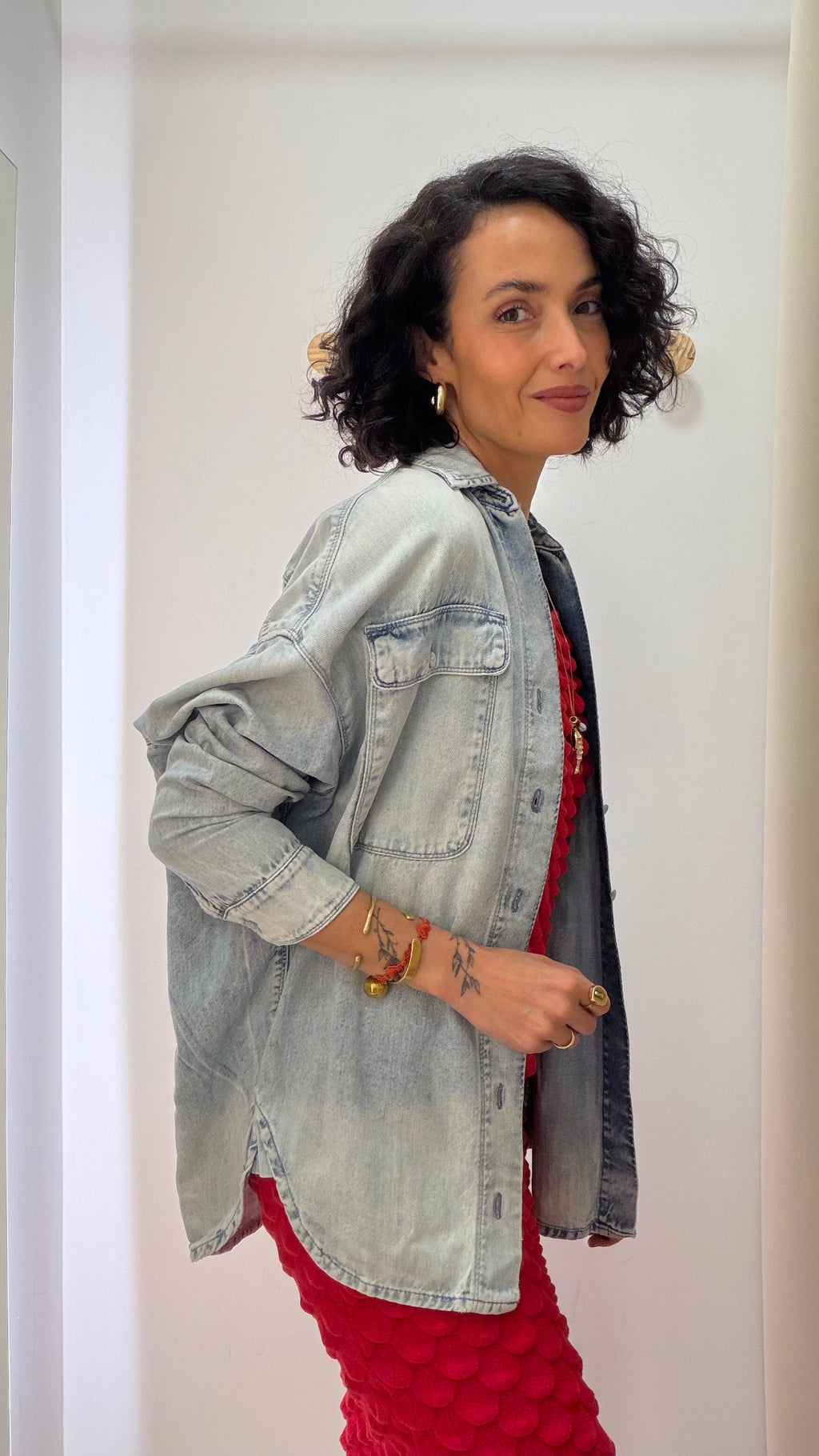 Camisa Jeans Rosa Chá