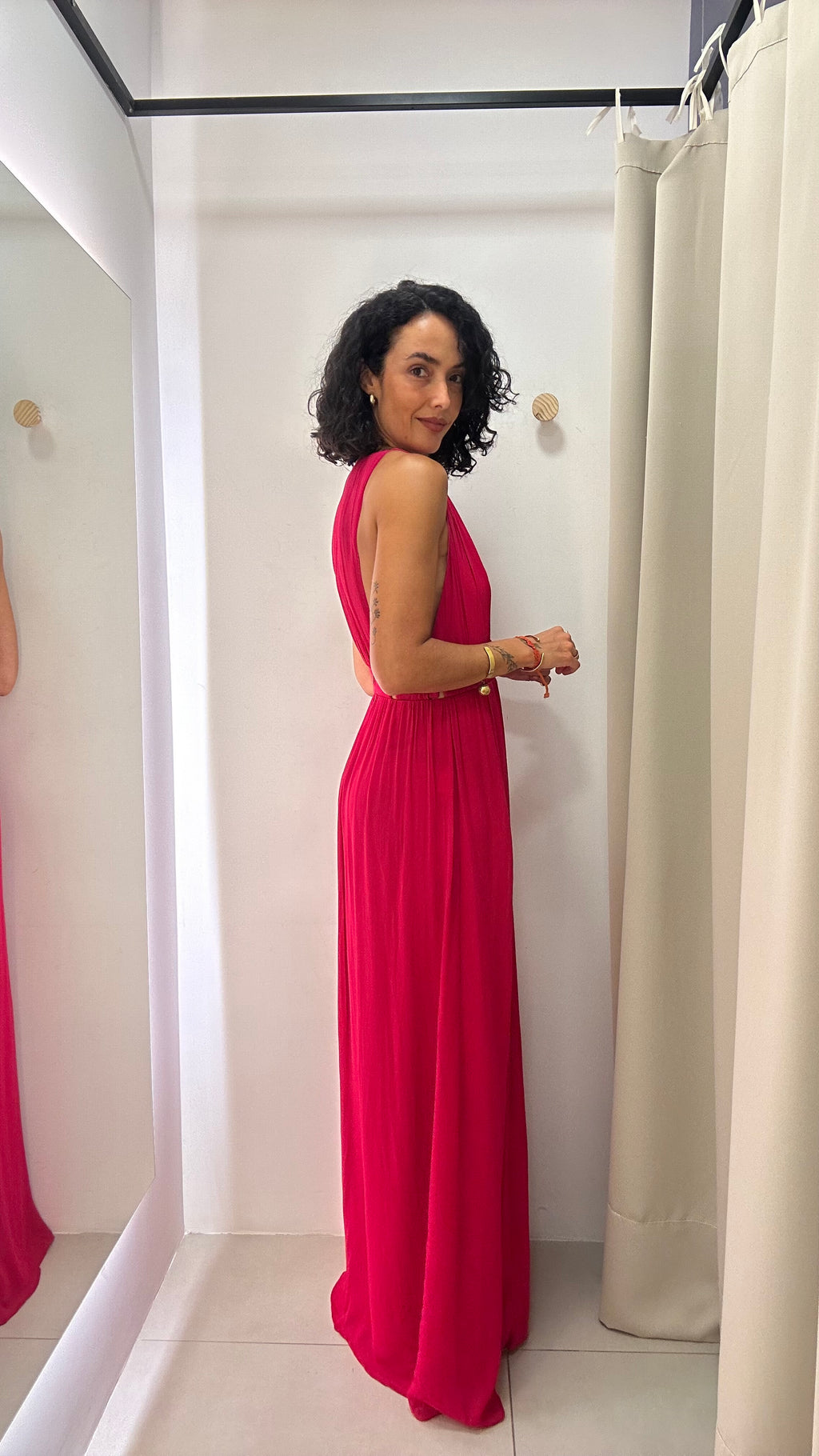 Vestido Longo de Seda Rosa