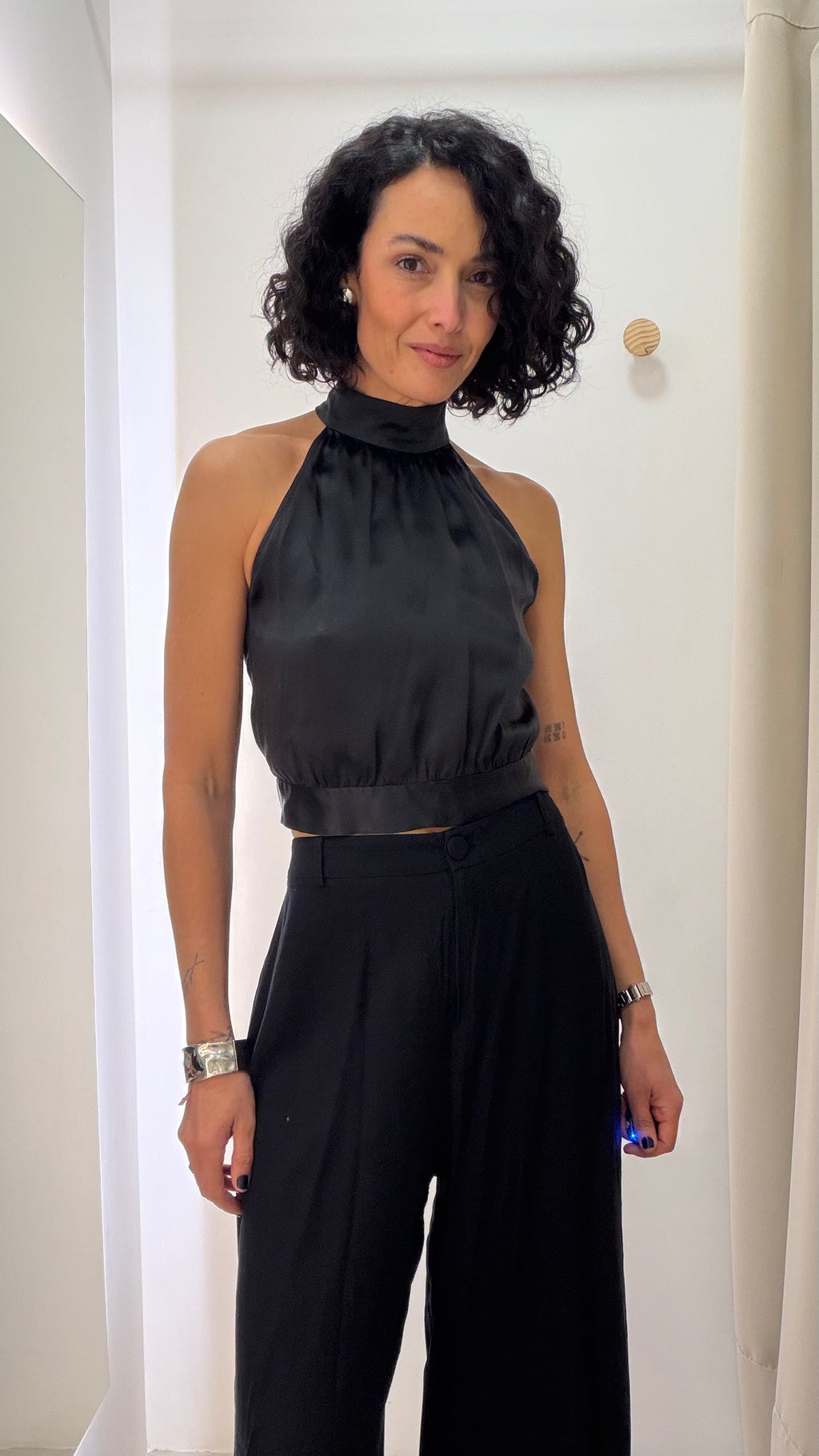 Blusa Preta 100% Seda Carina Duek