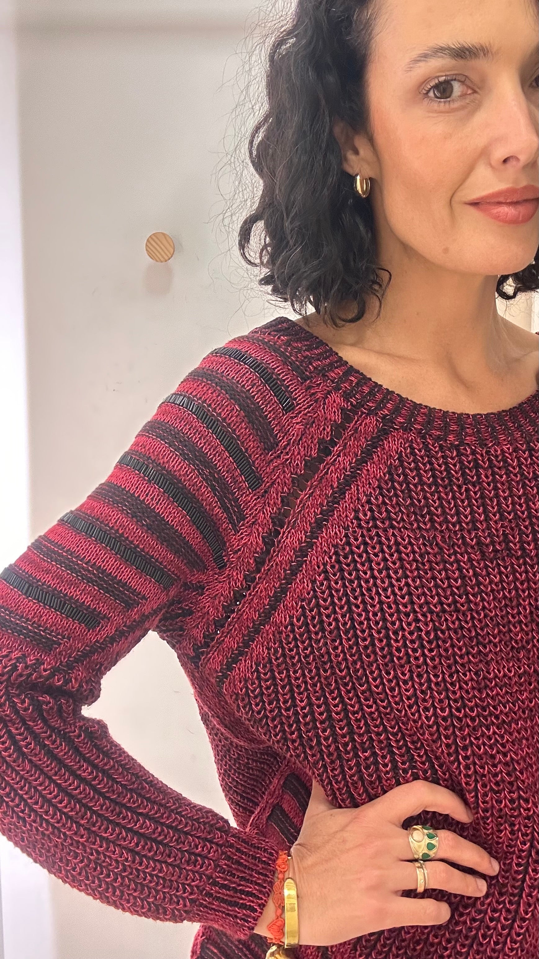 Tricot Vermelho e Preto