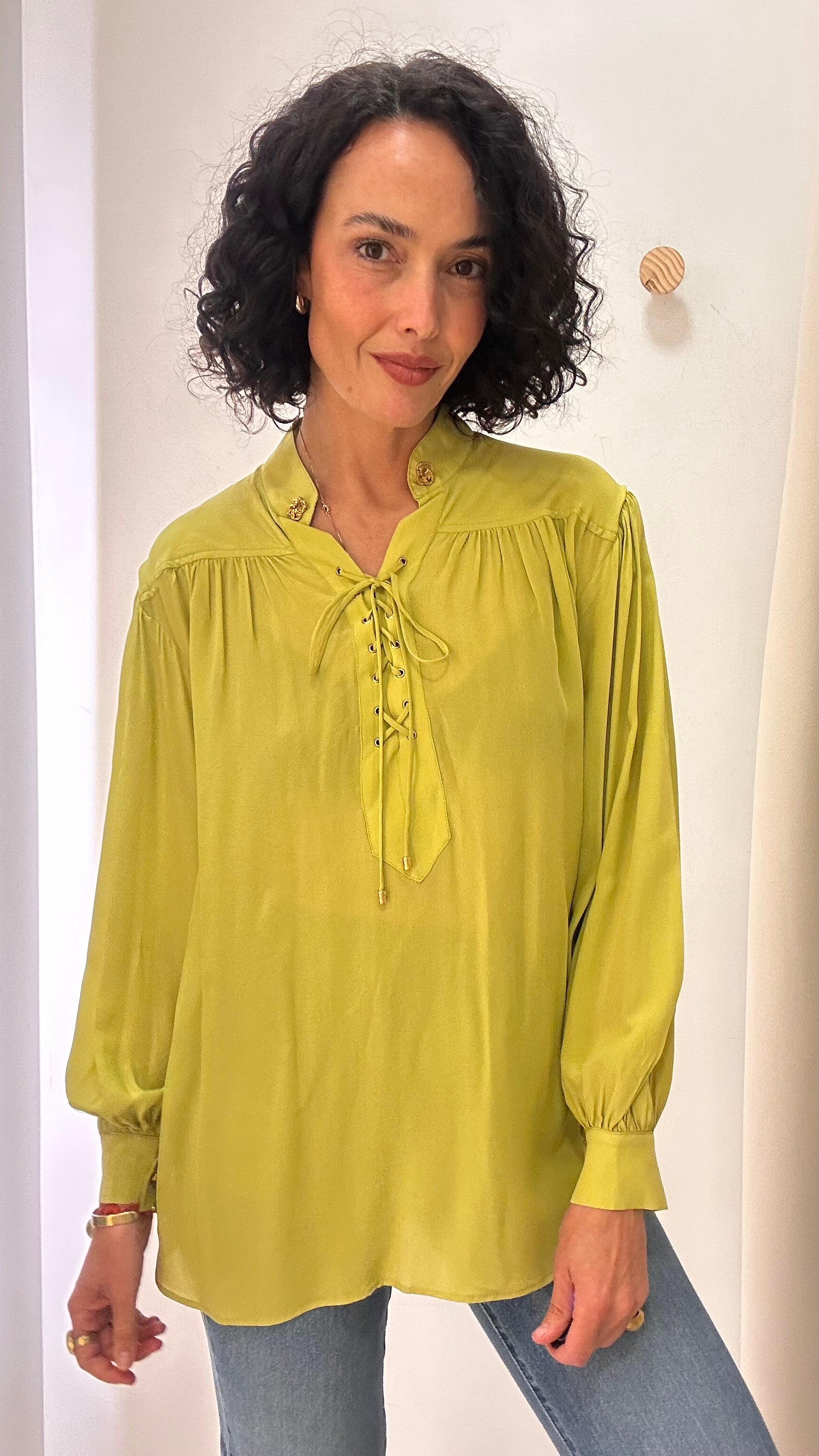 Camisa Verde Seda D-Gaia
