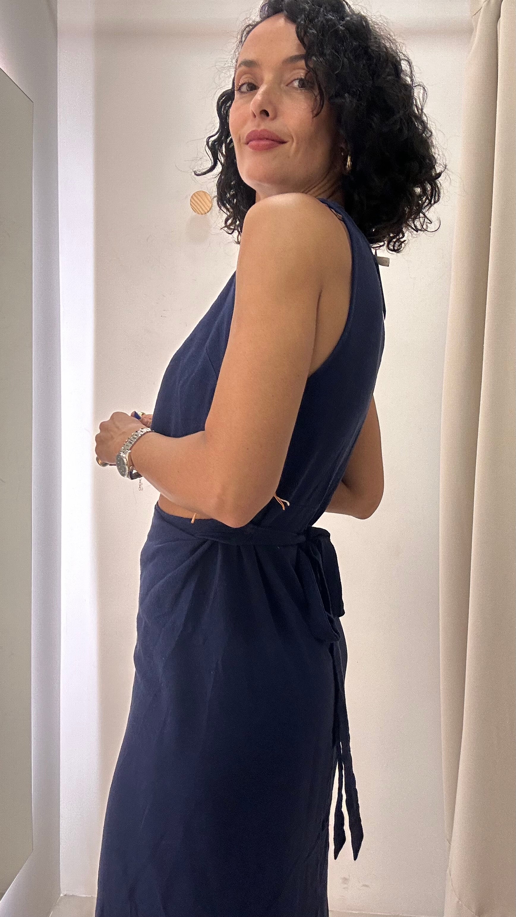 Vestido linho misto Simone Franco