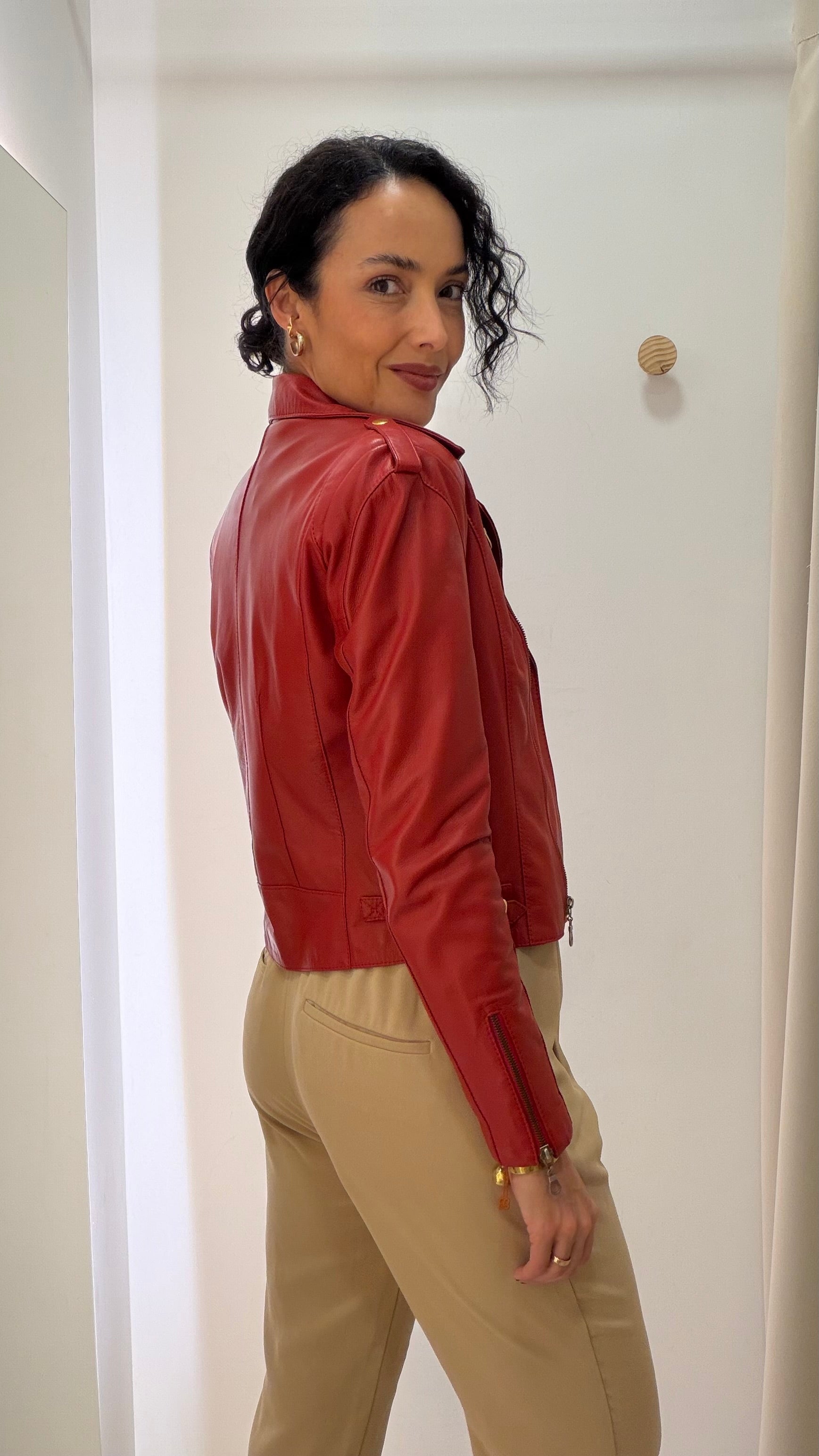 Jaqueta de Couro Vermelho