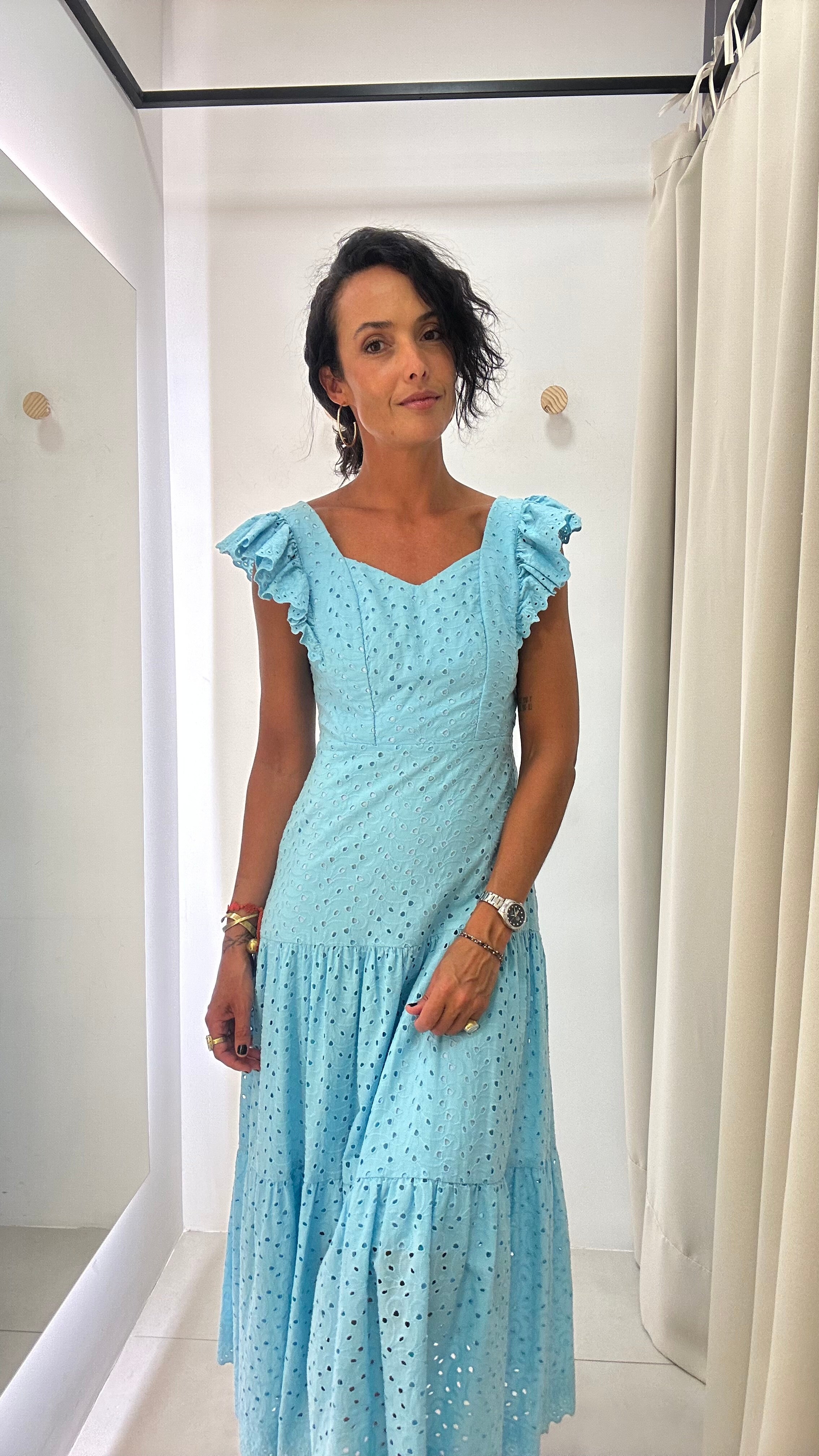 Vestido Midi Azul Claro