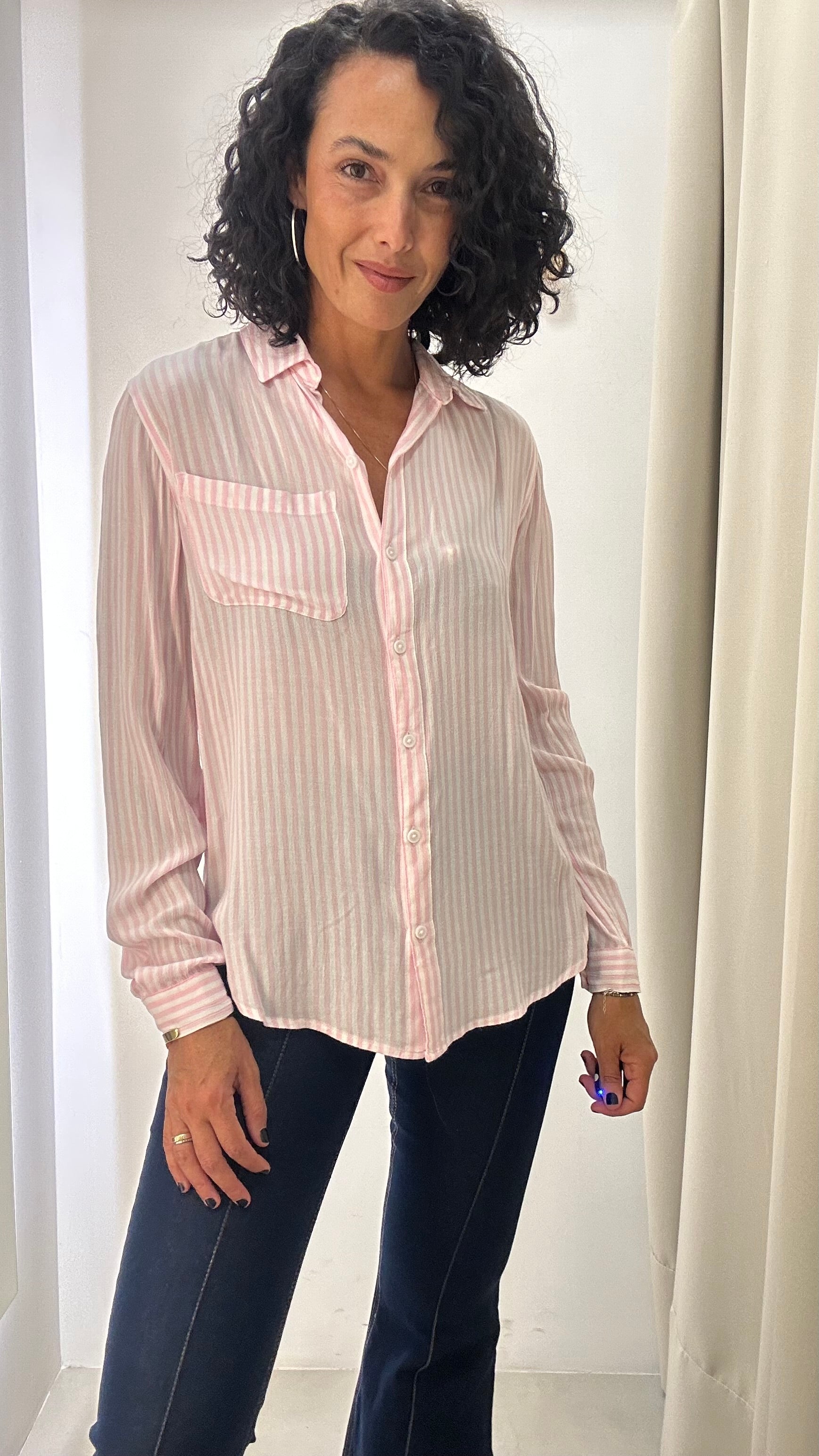 Camisa Listrada Rosa Beach Lunch