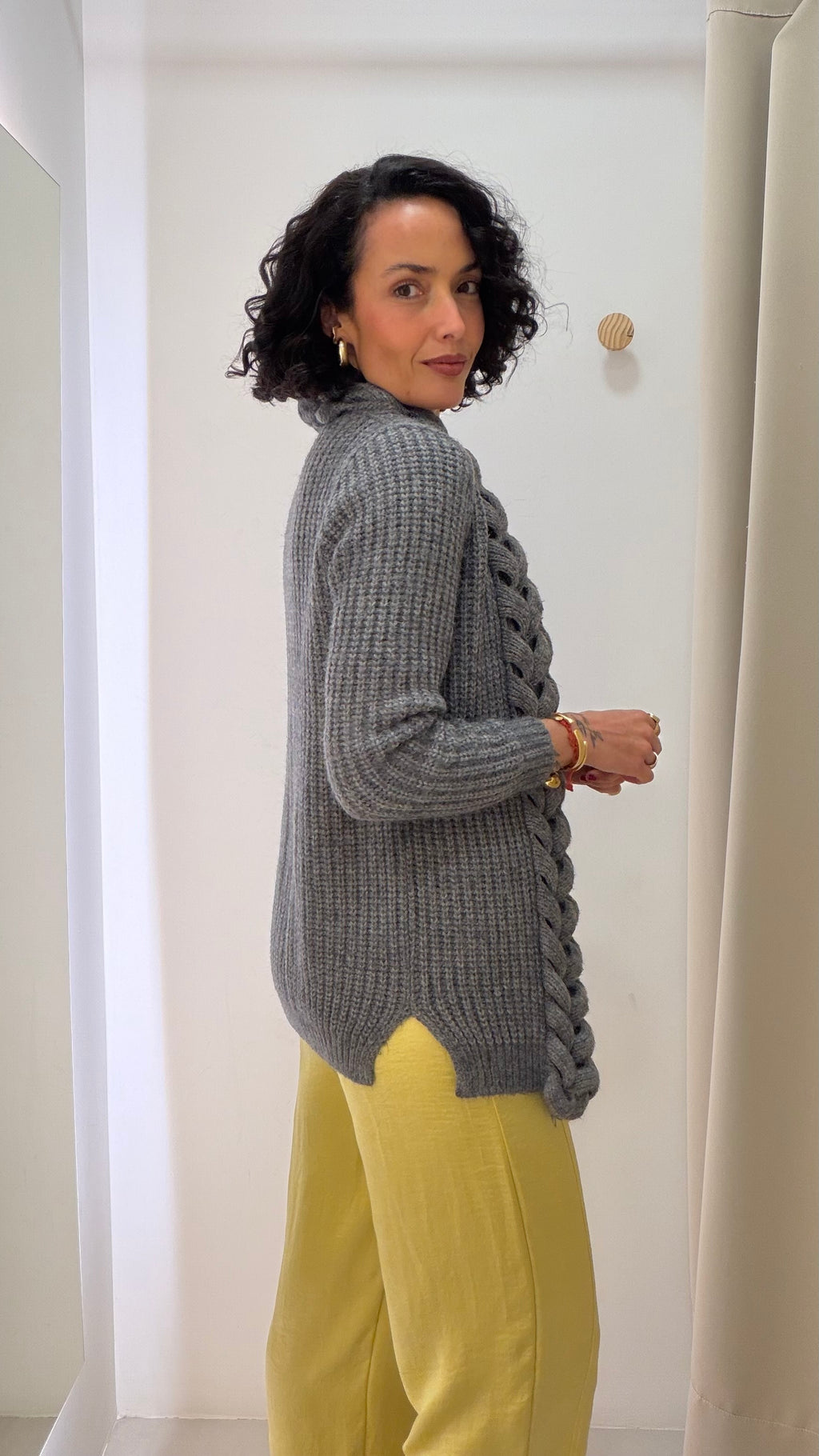 Cardigan cinza alongado Biamar