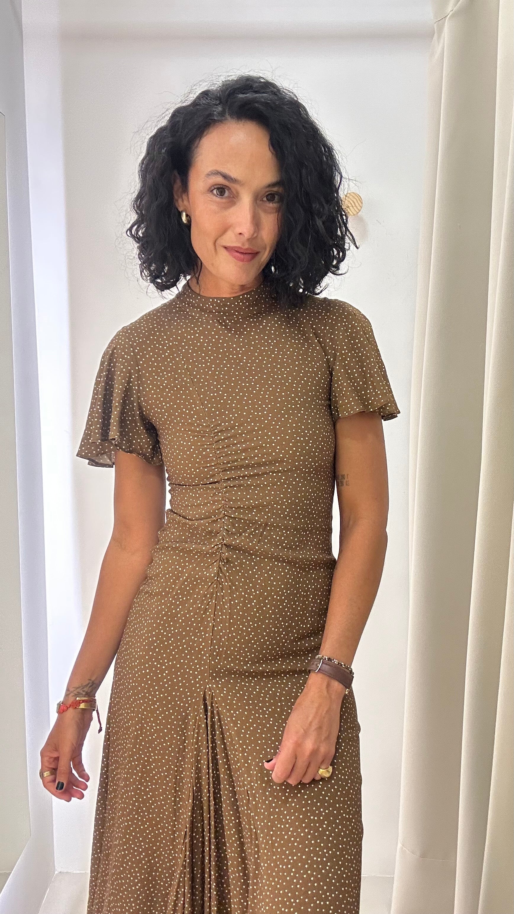 Vestido Poá Marrom