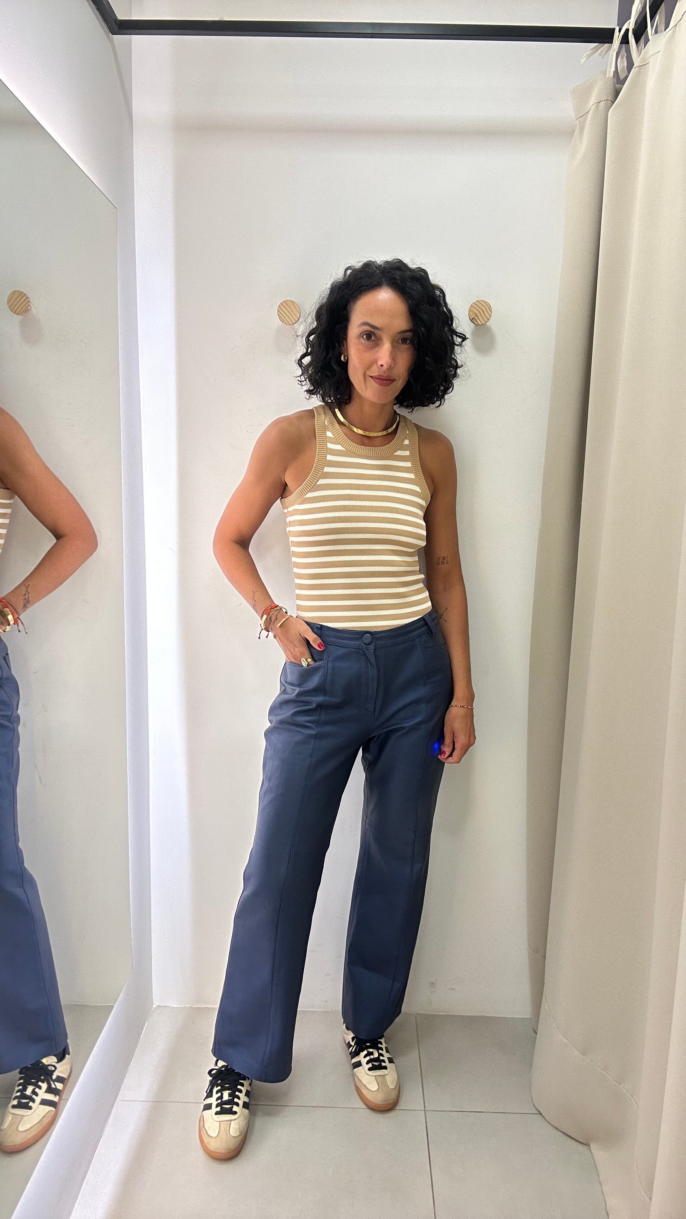 Calça Couro Azul Marinho Verosenso