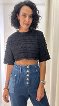 Cropped Preto Babados Maria Manô