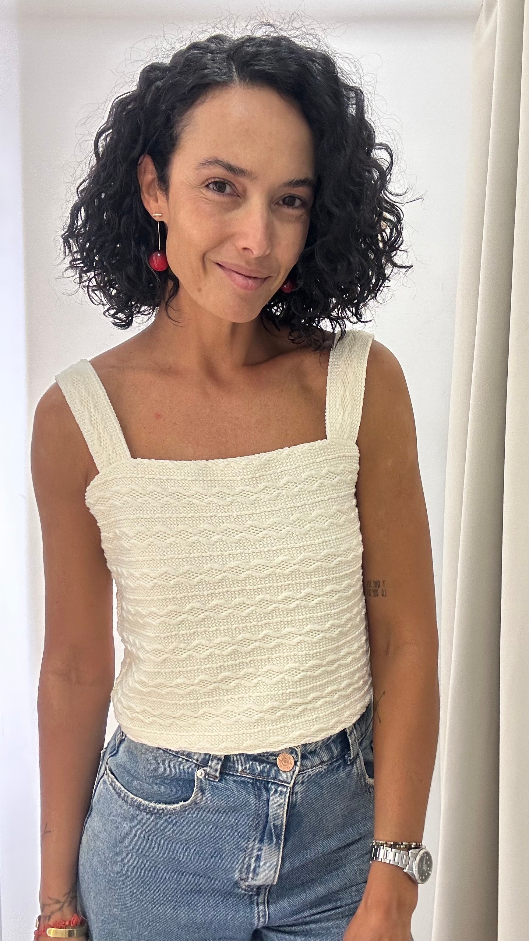 Cropped Off White Geométrico