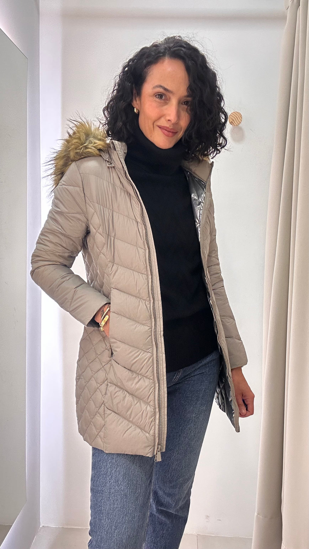 Casaco Puffer Bege